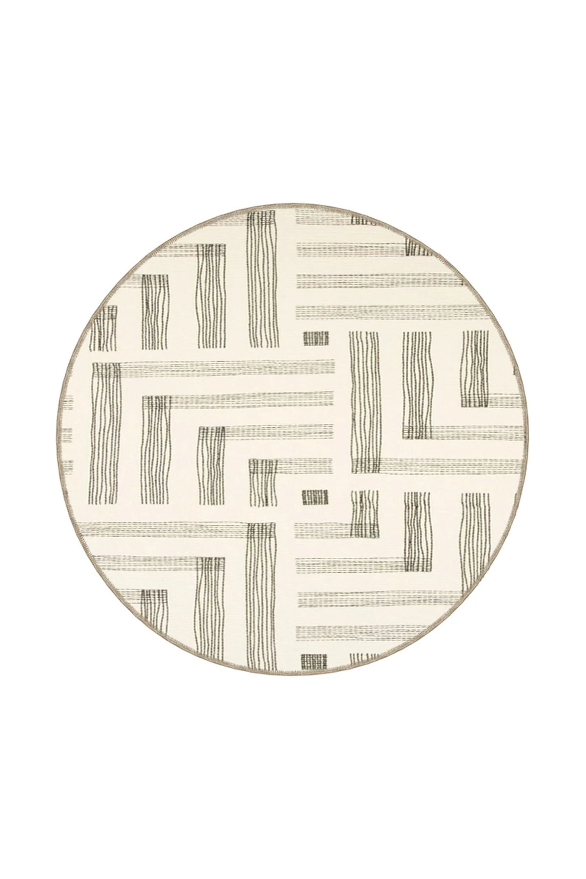 Kalem Çizgili Krem Temalı Dekoratif Halı ve Yıkanabilir Halı miravip9754