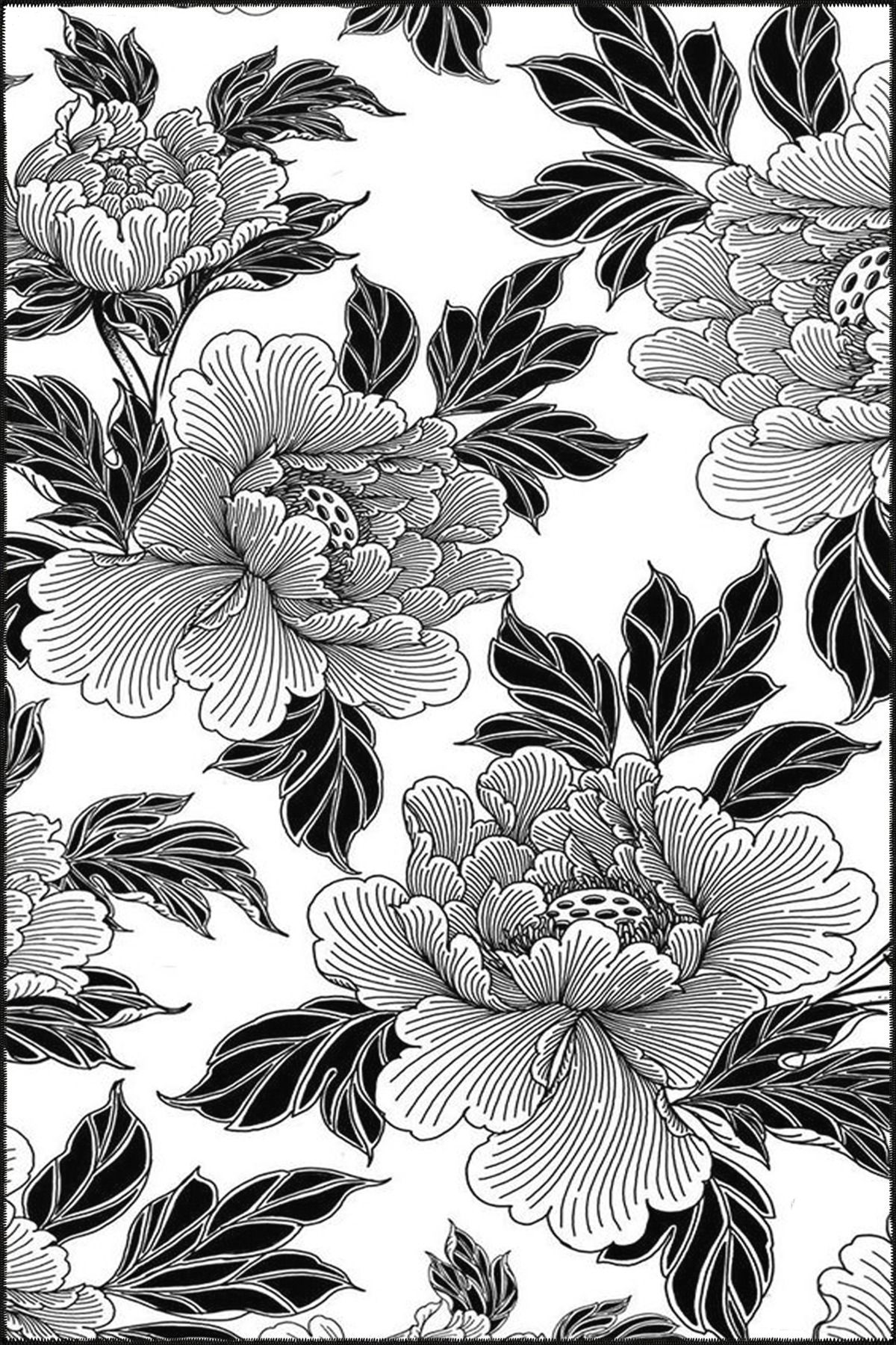 Beyaz Temalı Karakalem Floral Temalı Desenli Dokuma Taban Halı ve Yıkanabilir Halı miravip9933