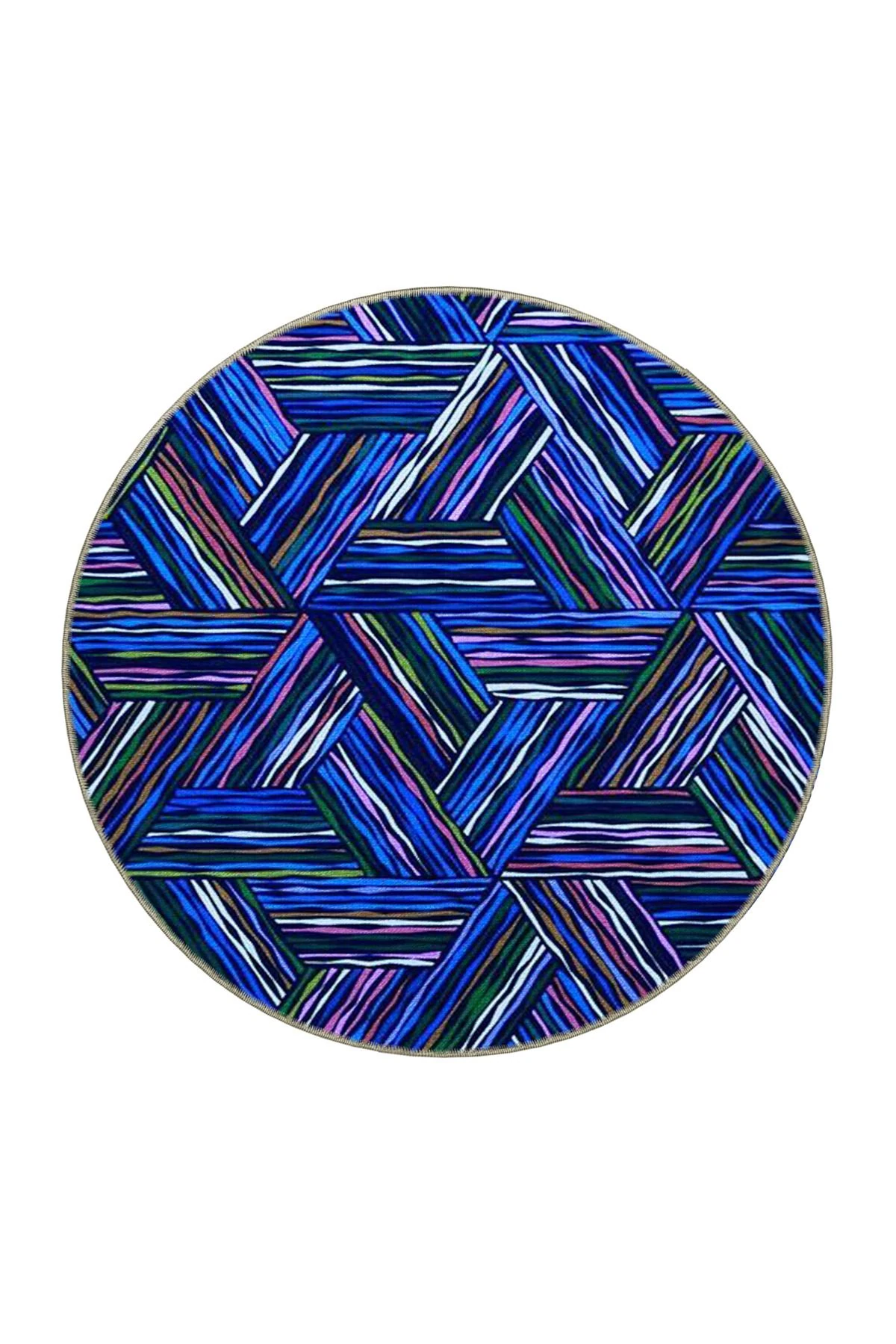 Lacivert Temalı Düğüm Geometrik Desenli Modern Dekoratif Halı 4678