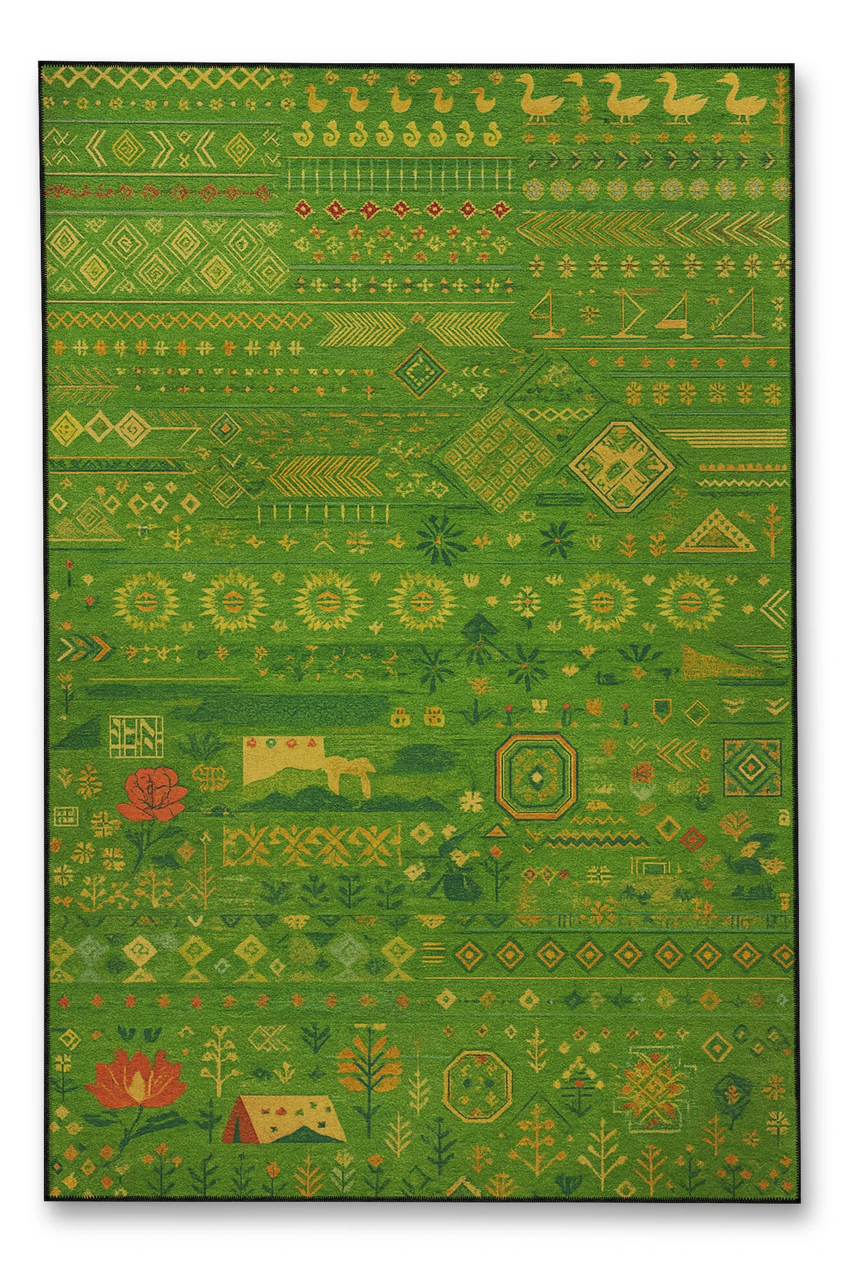 MOSSO Klasik Anadolu Geleneksel Desenli Dokuma Taban Vintage Dekoratif Halı mosso852