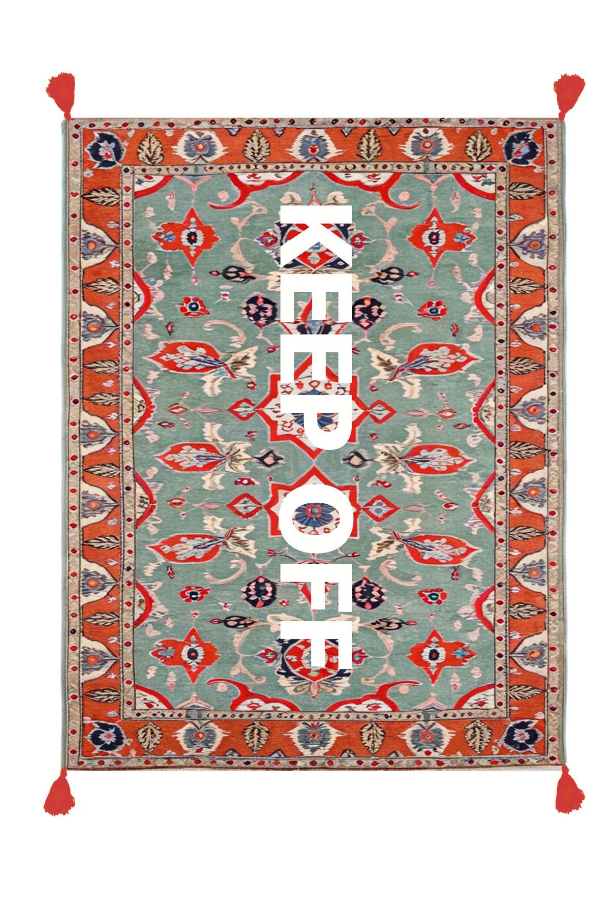 Tokyo Koleksiyonu Çok Renkli Keep Off Yazılı Eskitme Desenli Dokuma Taban Vintage Dekoratif Halı 26