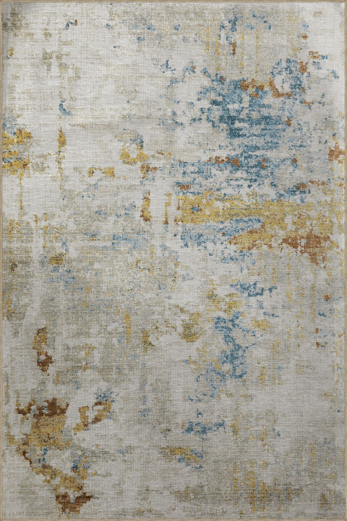 Bej Temalı Çok Renkli Soyut Desenli Kreatif Modern Dekoratif Halı 2858