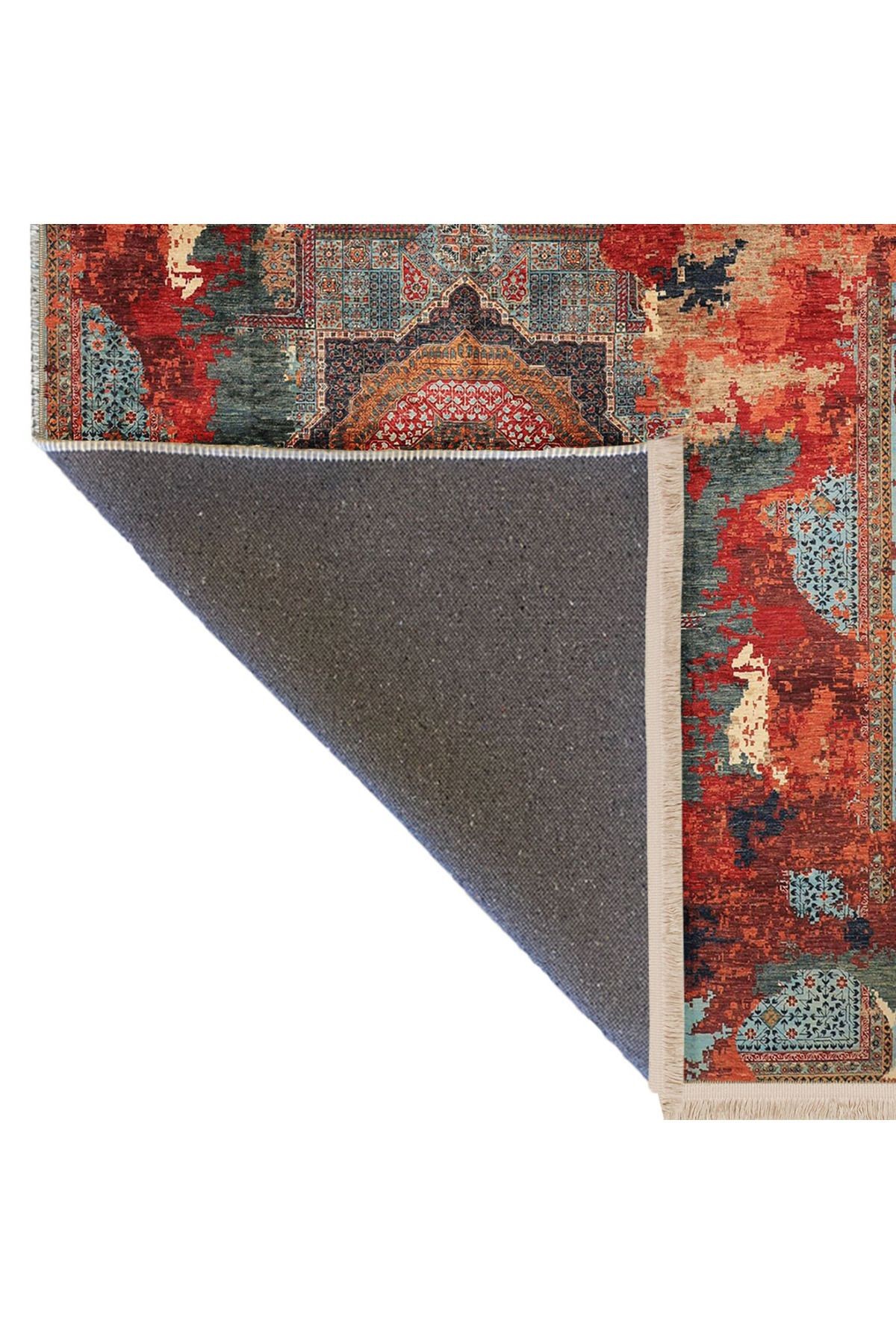 Memlük Koleksiyonu Renkli Soyut Motif Geleneksel Vintage Desen Dokuma Taban Dekoratif Halı memlük29