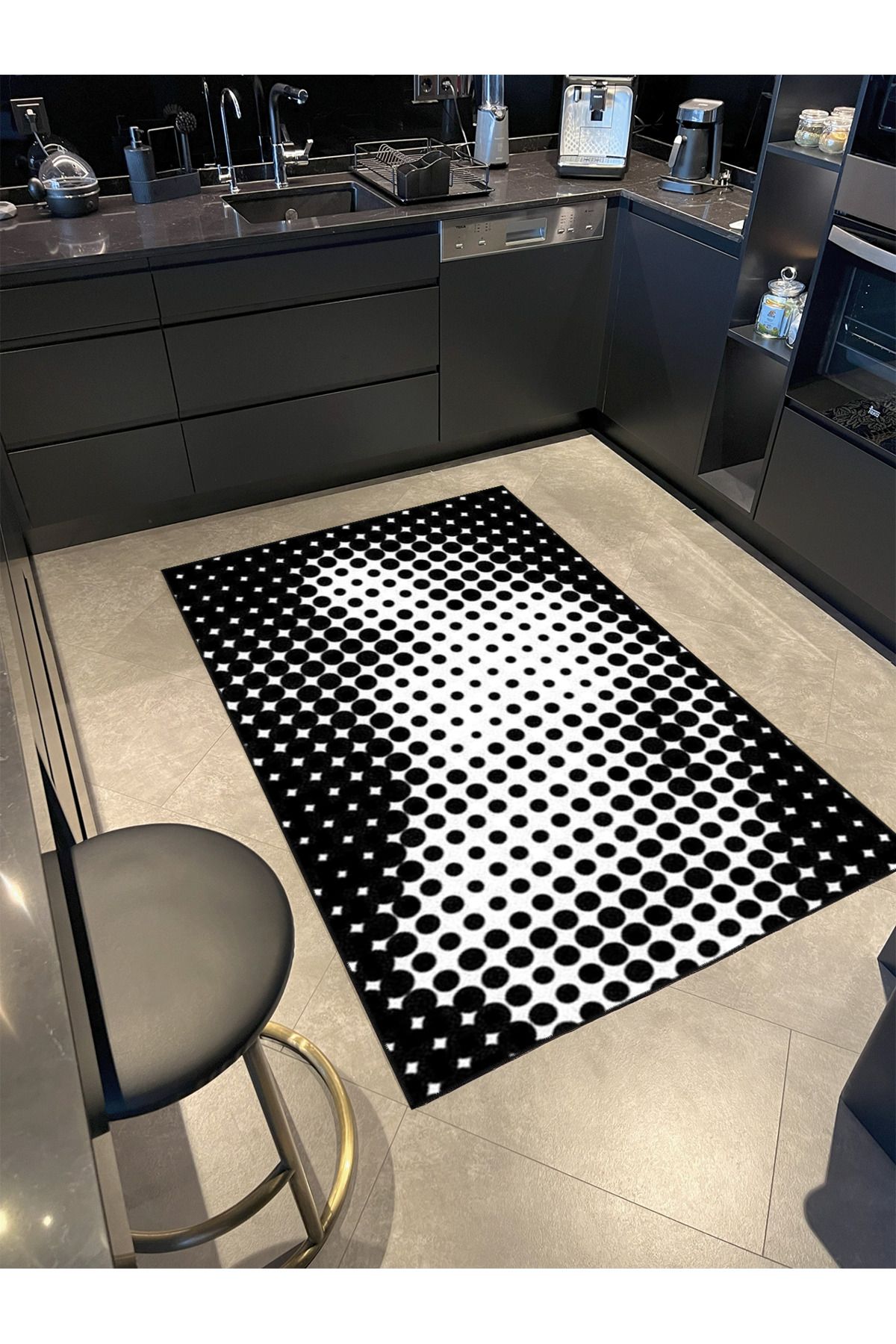 Kadın Soyut Desenli Dekoratif ve Yıkanabilir Halı miravip9262