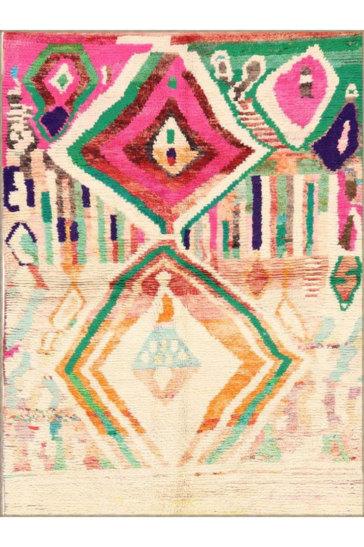 Tuğrul Koleksiyonu Soyut Vintage Motifler Desenli Dokuma Taban Modern Dekoratif Halı 57