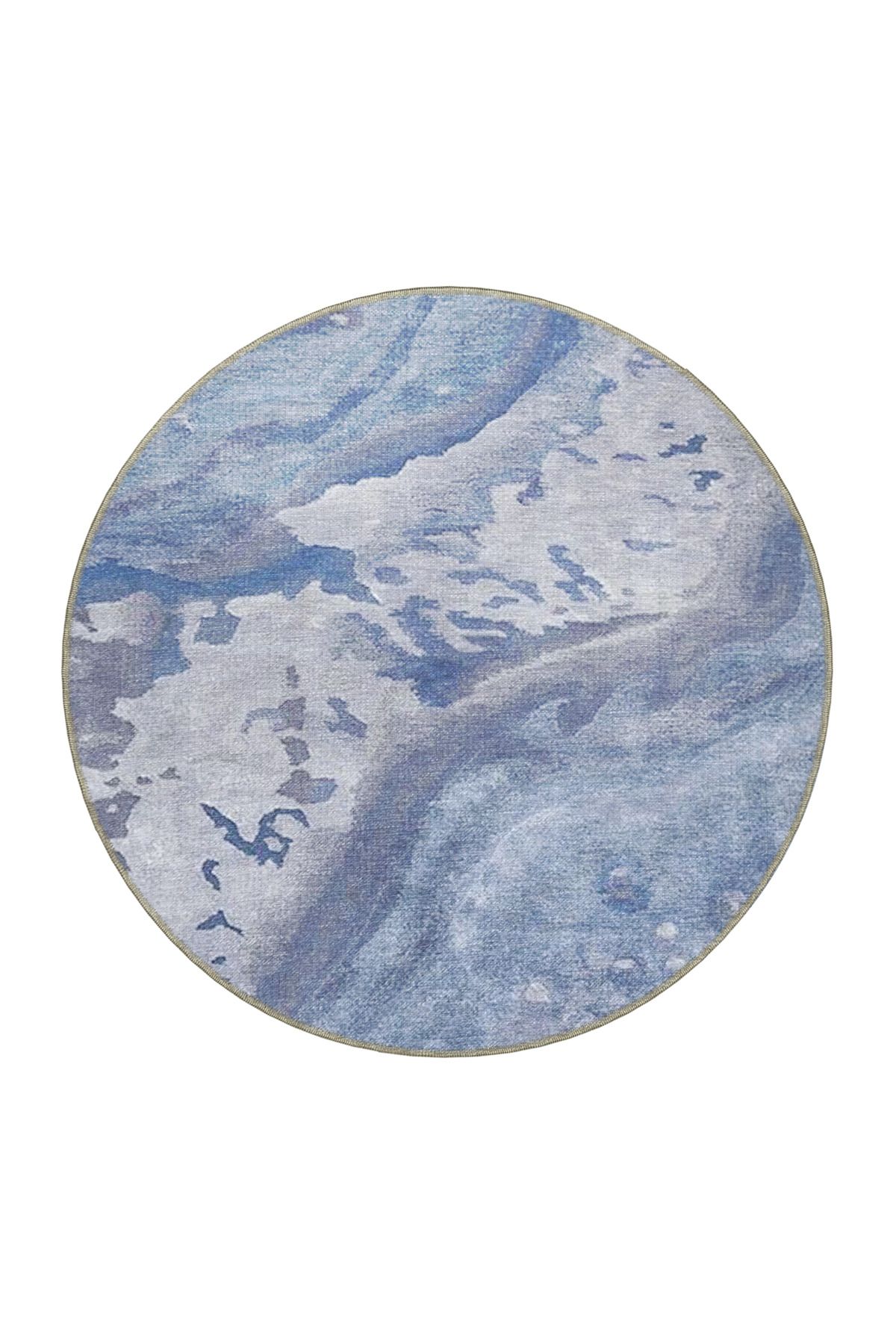 Mavi Temalı Abstract Soyut Desenli Kreatif Modern Dekoratif Halı 4629