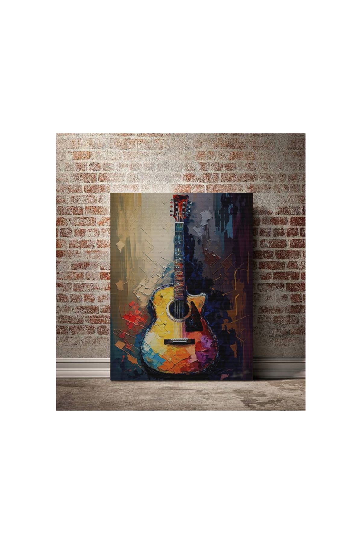 Kanvas Tablo Renkli Gitar Desenli Modern Tablo