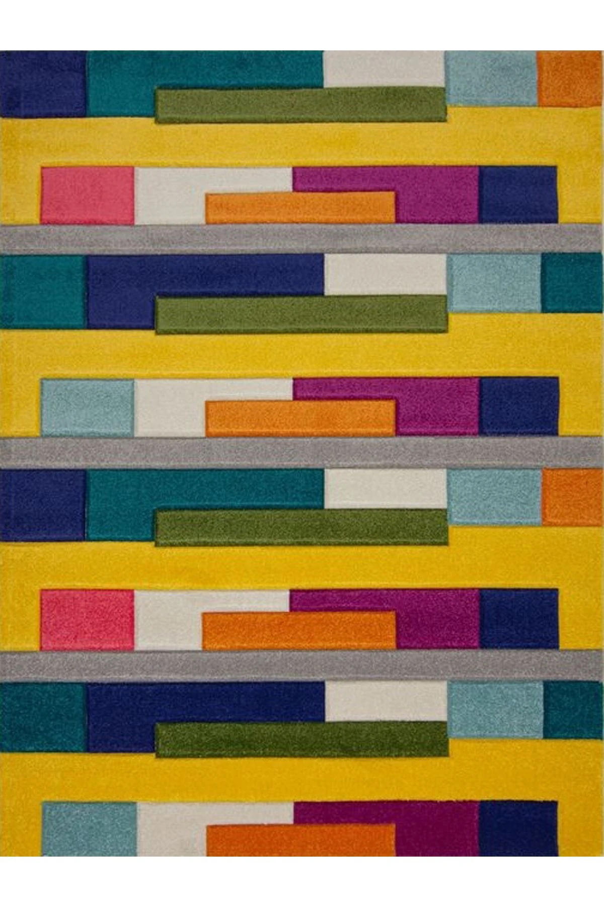 Kuzey Koleksiyonu Çok Renkli Şekiller Dokuma Taban Modern Dekoratif Halı kuzey33