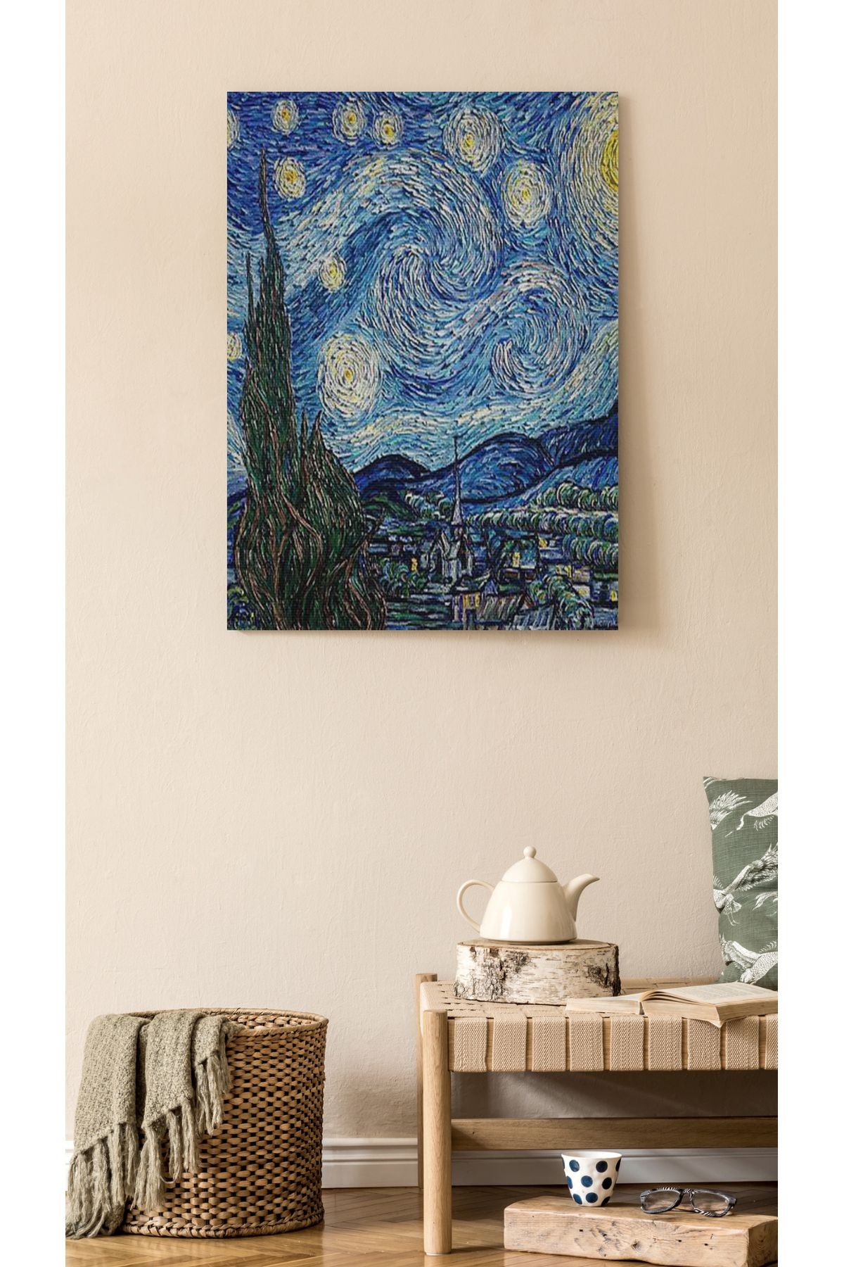 Kanvas Tablo Mavi Bulutlu Temalı Modern Tablo