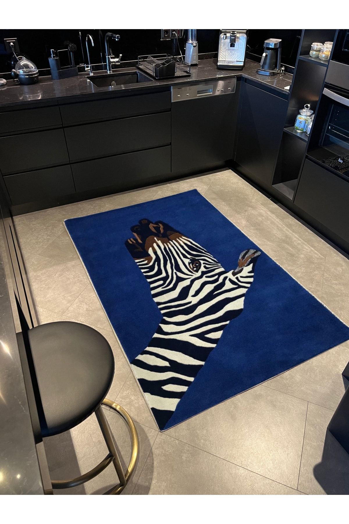 Mira 1098 Lacivert Zebra Figürlü Dokuma Taban Halı