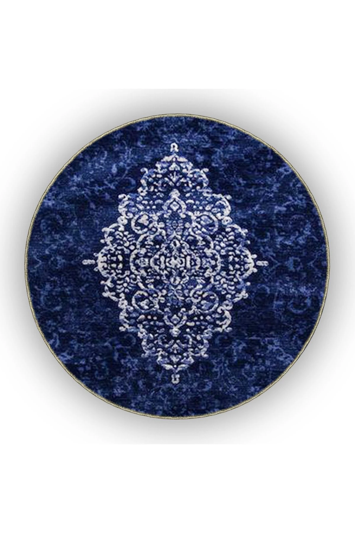 Lacivert Temalı Geleneksel Motif Desenli Vintage Dekoratif Halı 4966