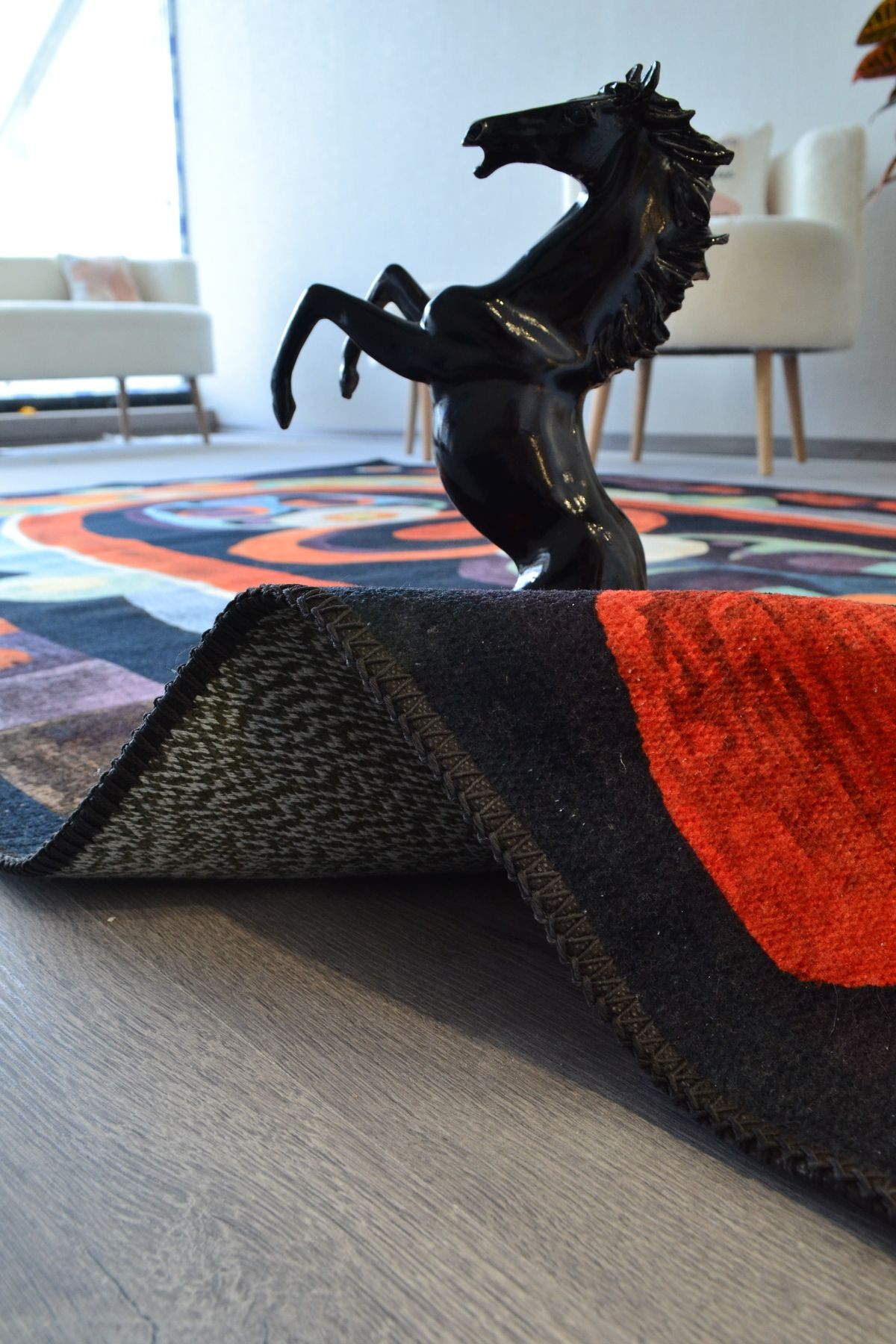 Nora Art Soyut Desen Çok Renkli Dokuma Taban Modern Dekoratif Halı noraart33
