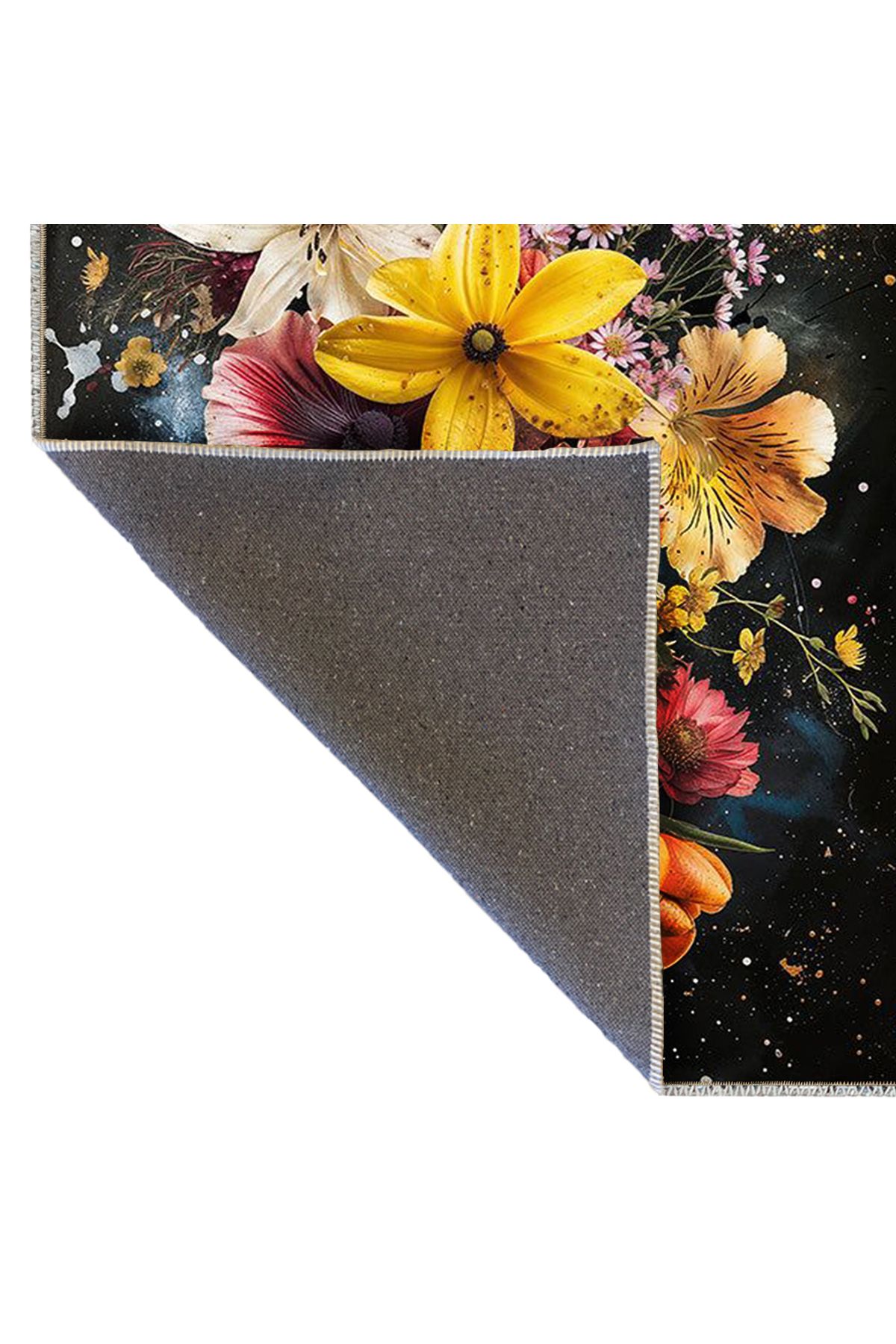 Güneş Koleksiyonu Çok Renkli Çiçekler Desenli Dokuma Taban Modern Dekoratif Halı güneş45