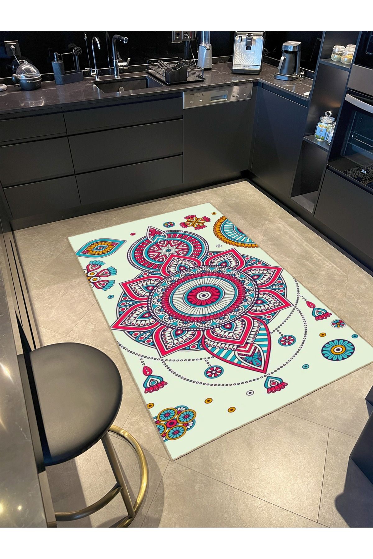 Pembe Yıldızlı Temalı Desenli Dokuma Taban Halı ve Yıkanabilir Halı miravip10064