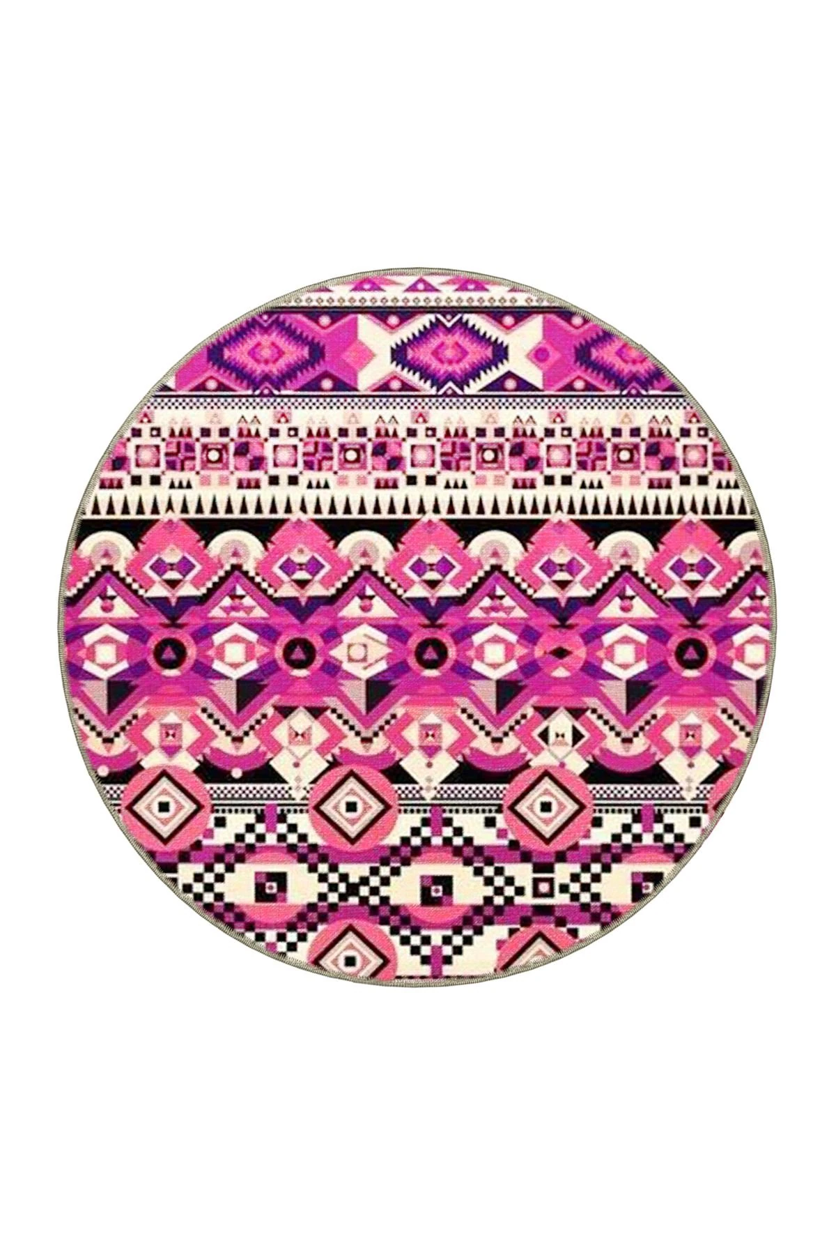 Pembe Temalı Geleneksel Motif Etnik Desenli Vintage Dekoratif Halı 4660