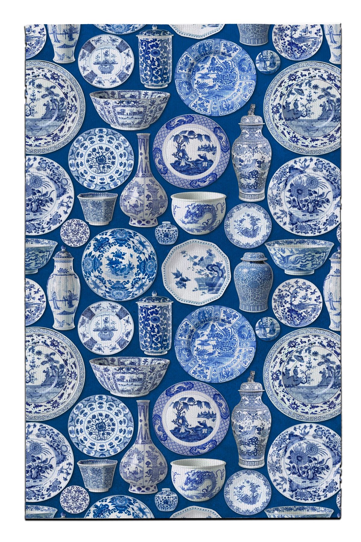 Mira 956 Blue Blanc Tabak Vazo Temalı Lacivert Mavi Dokuma Taban Halı