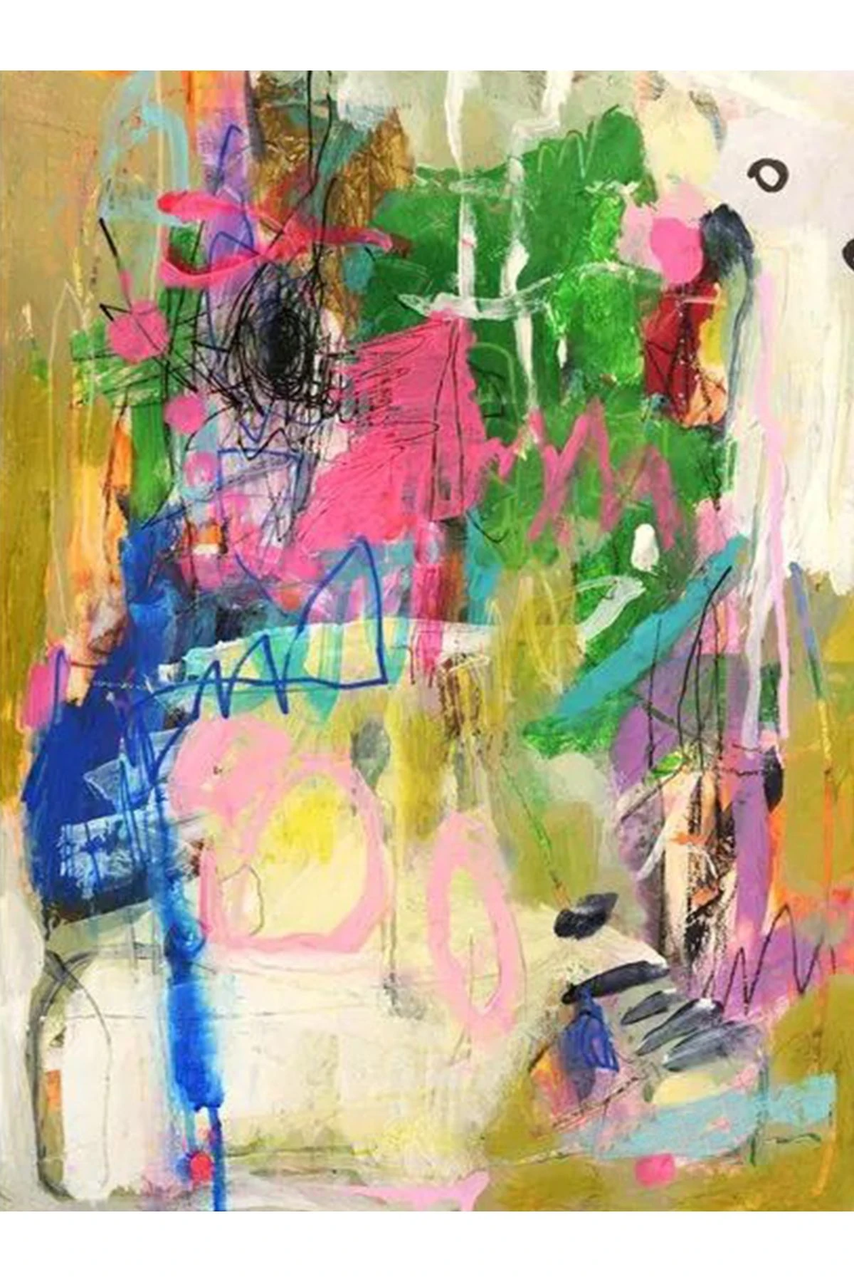 Özge Koleksiyonu Yağlı Boya Görünümlü Çok Renkli Soyut Desenli Dokuma Taban Dekoratif Halı özge20