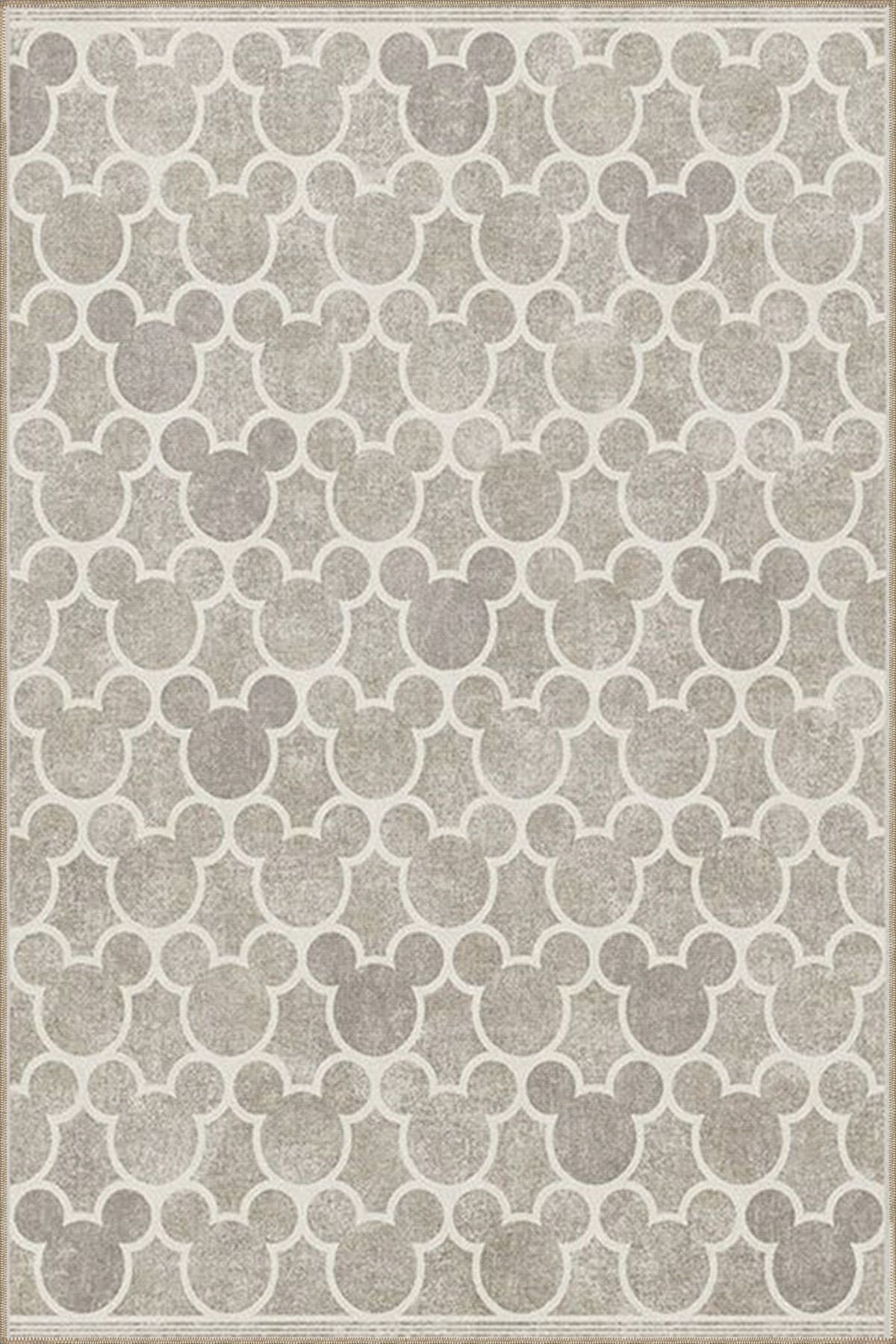 Yıkanabilir Krem Daireli Modern Dokuma Taban Halı miravip8104