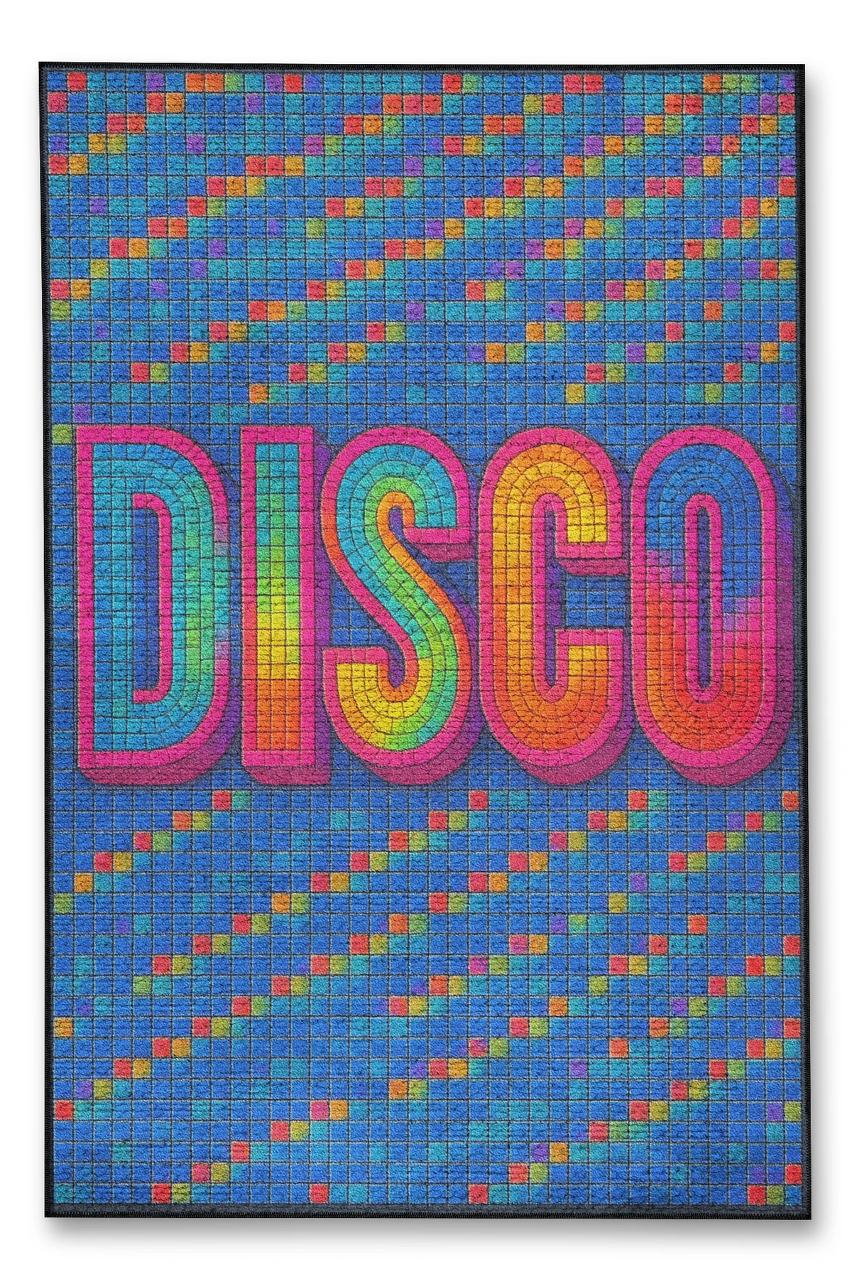 MOSSO DİSCO Yazılı Desen Dokuma Taban Vintage Dekoratif Halımosso982