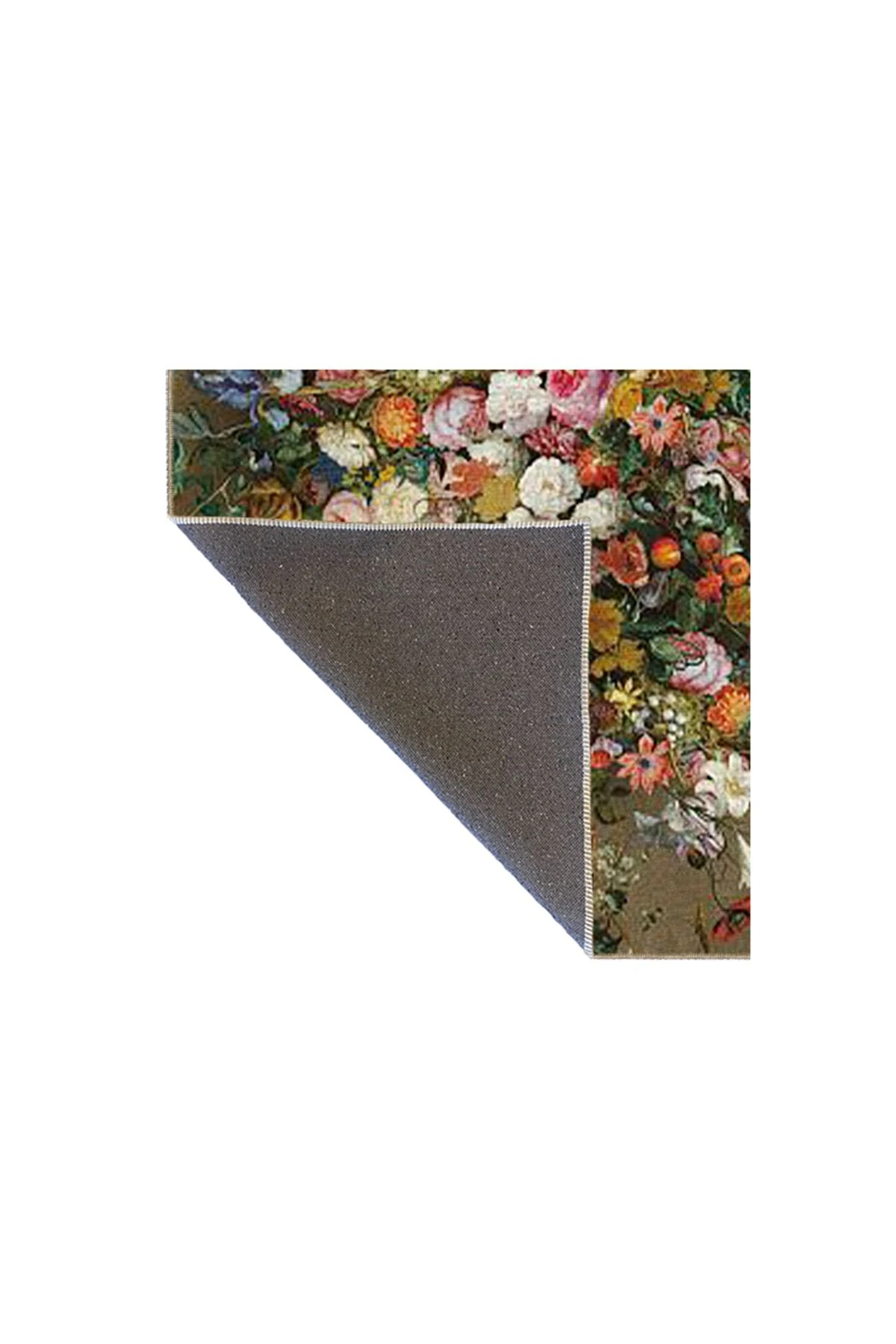 Kahverengi Temalı Çok Renkli Çiçekli Dokuma Taban miravip840