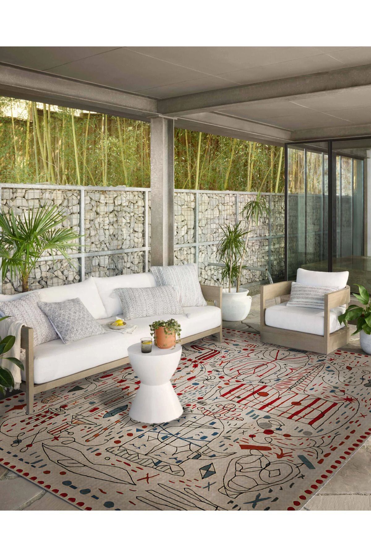 Çok Renkli Soyut Figür Desenli Modern Dekoratif Halı 3313
