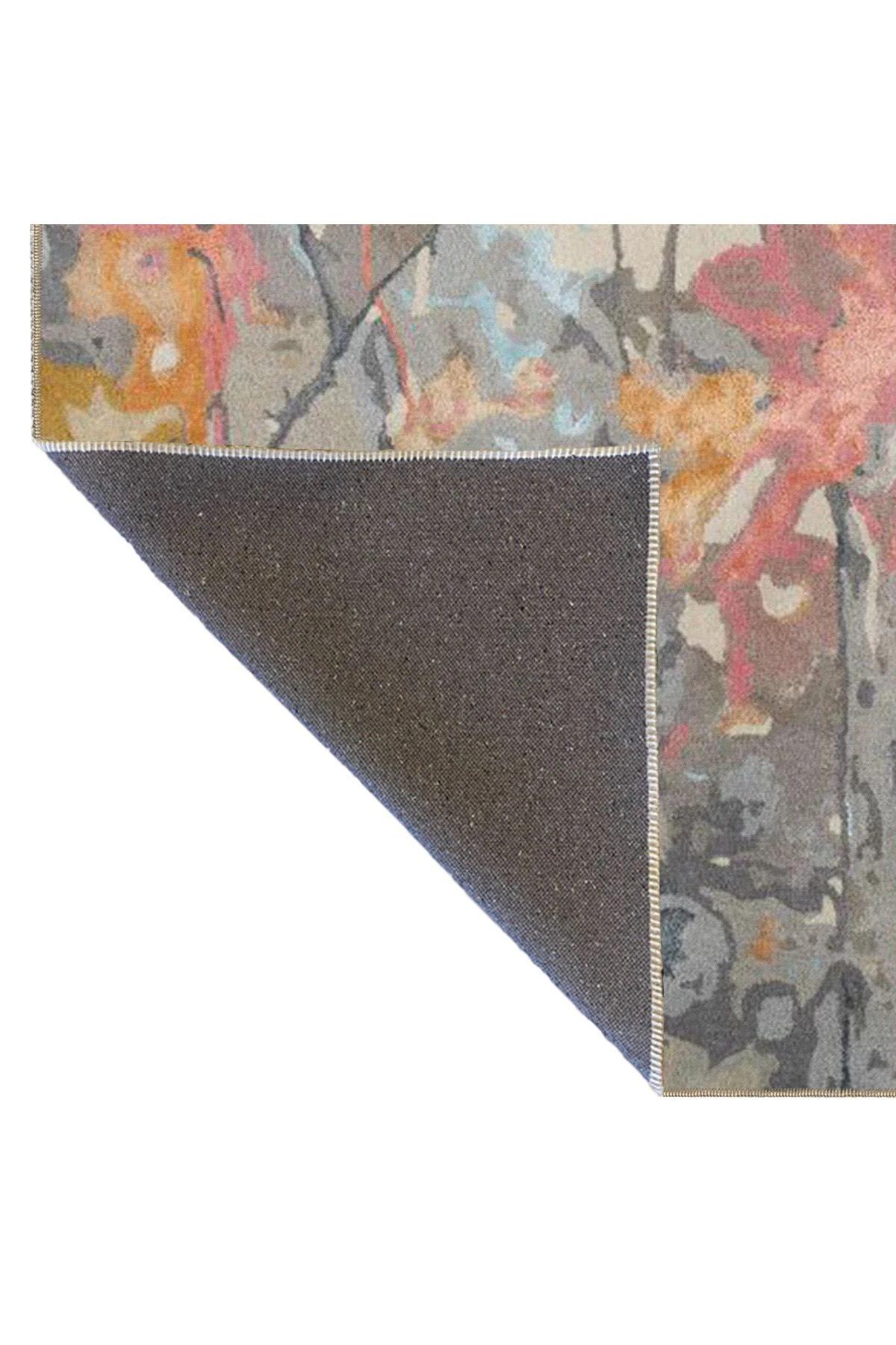 Pembe Gri Temalı Çok Renkli Soyut Abstract Desenli Modern Dekoratif Halı 3974