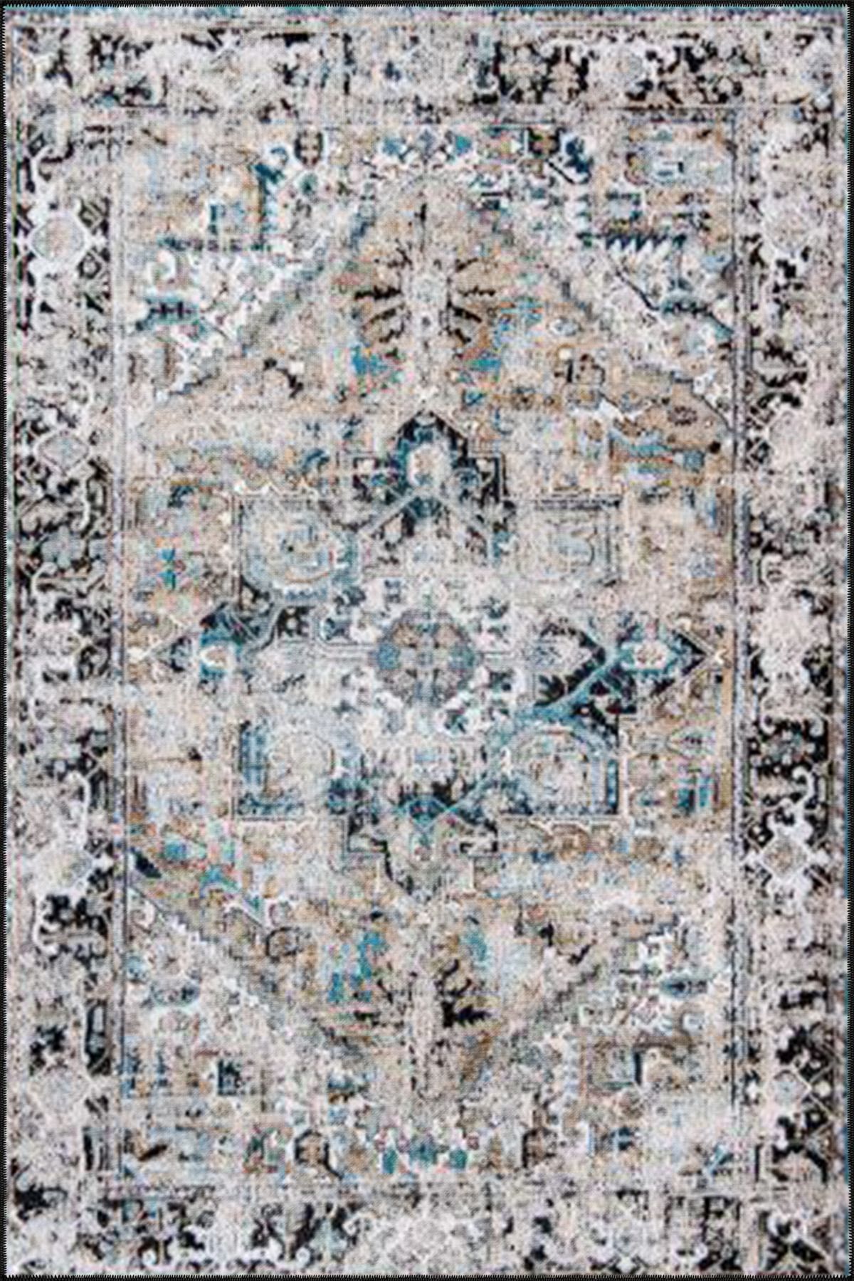 Baklava Gri Renkli Geleneksel Dekoratif Halı miravip588