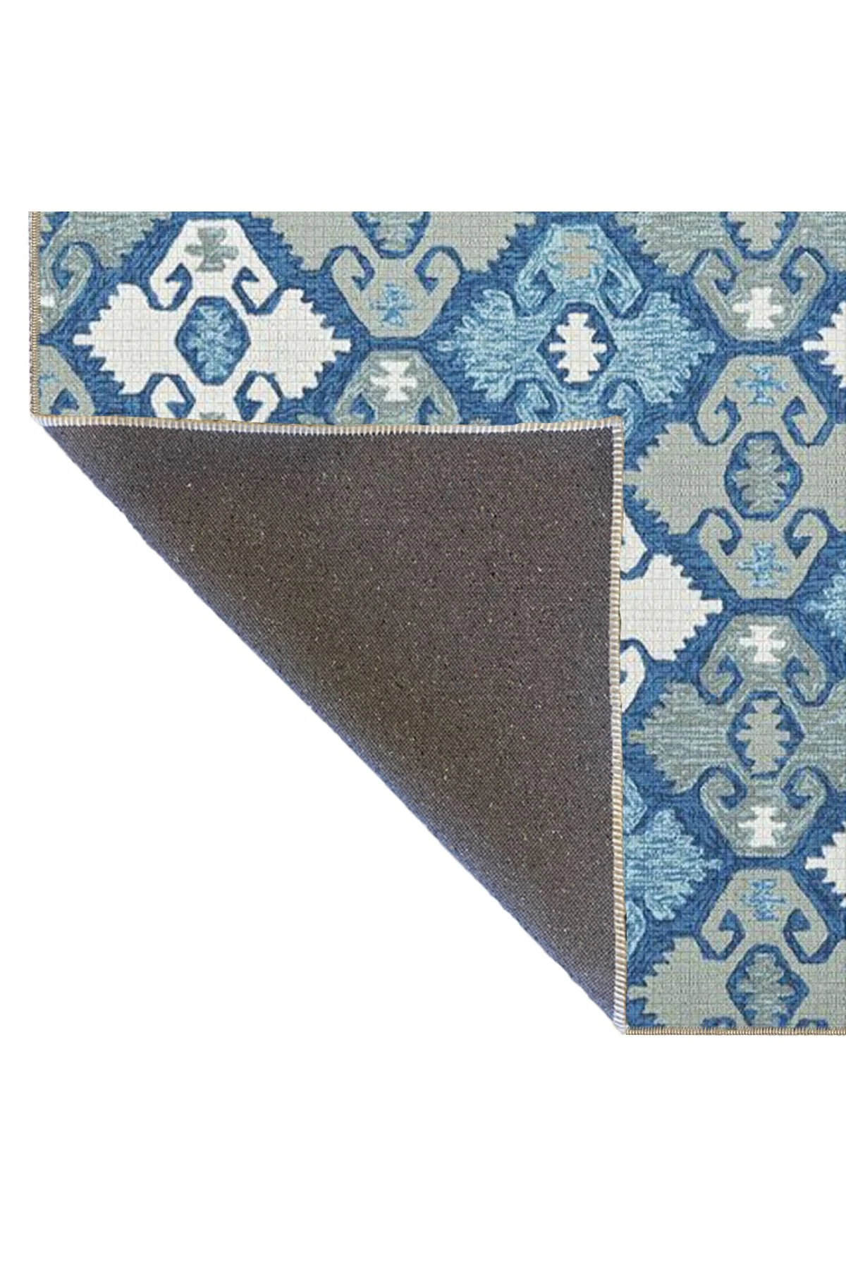 Beyaz ve Mavi Baklavalı Dekoratif ve Dokuma Taban Halı 4324