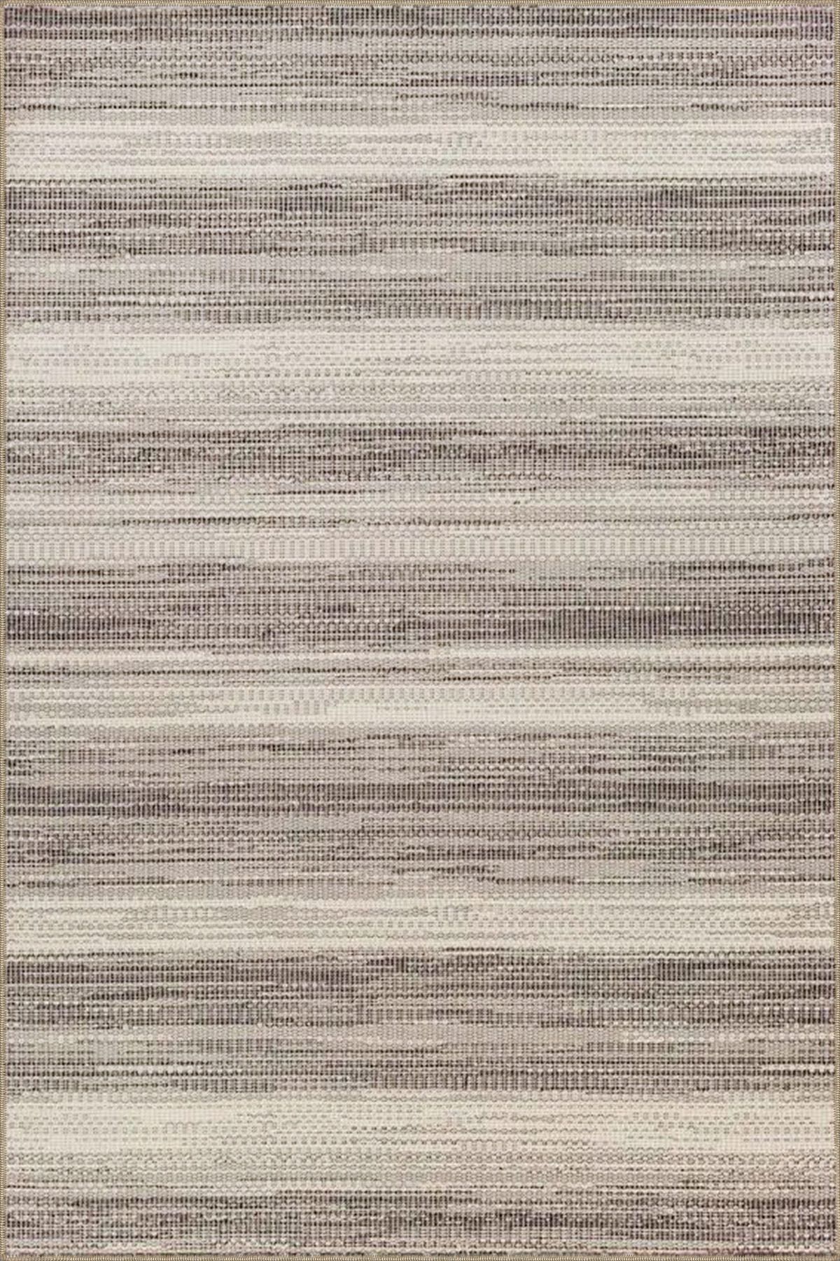 Modern Kahverengi Boyalı Desenli Dokuma Taban Yıkanabilir Halı miravip8365