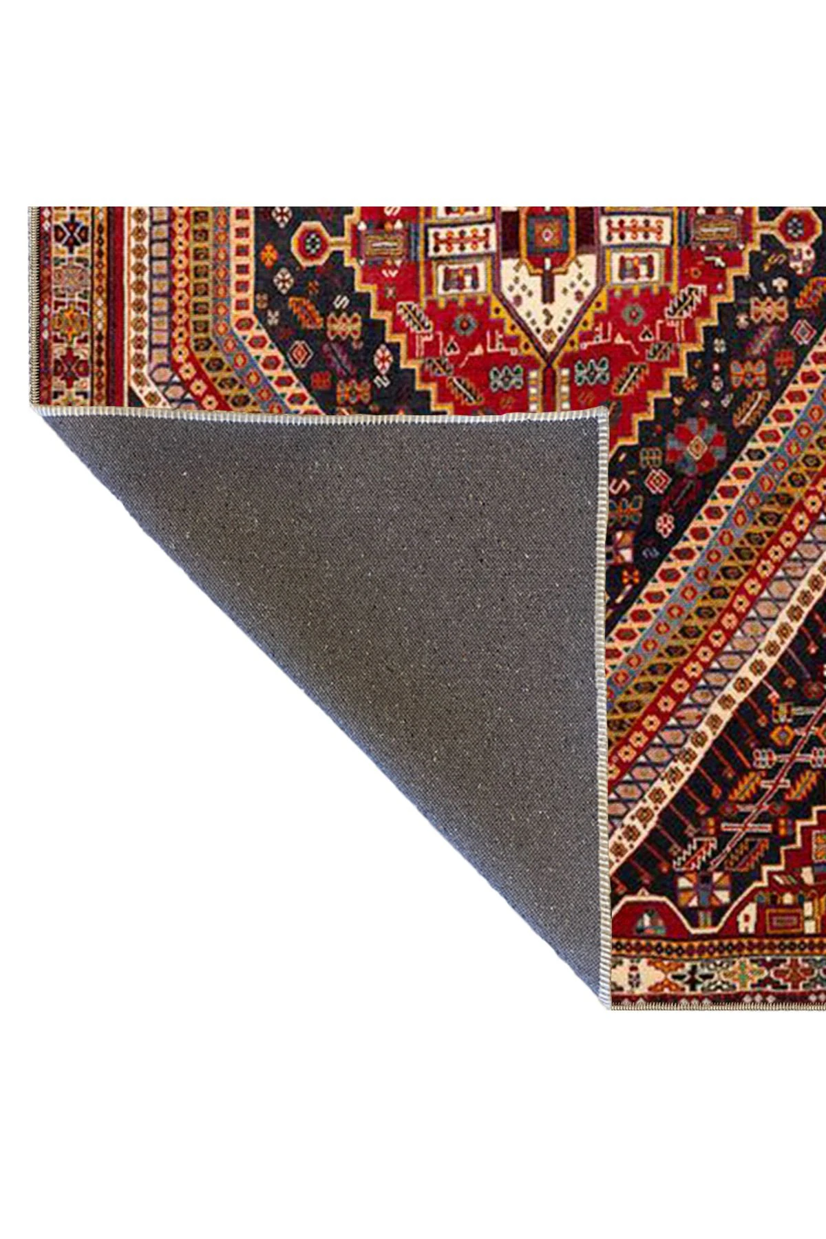 Kırmızı Üçgen Renkli Geometrik Geleneksel Modern Desenli Dokuma Taban ve Dekoratif Halı miravip84