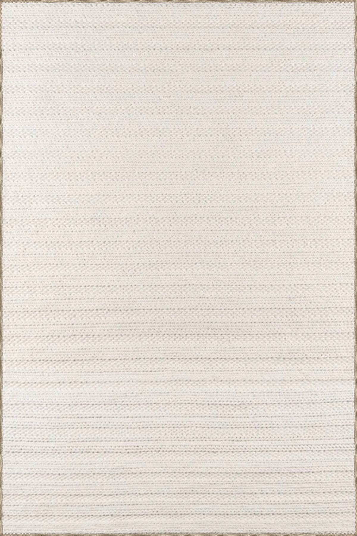 Krem Geometrik Noktalı Çizgili Dekoratif Halı ve Yıkanabilir Halı miravip9621