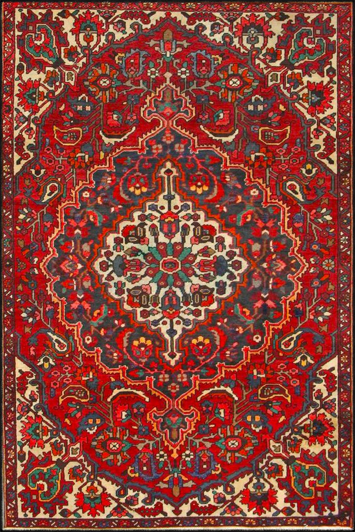 Kırmızı Vintage Desenli Dokuma Taban Halı ve Yıkanabilir Halı aloha164