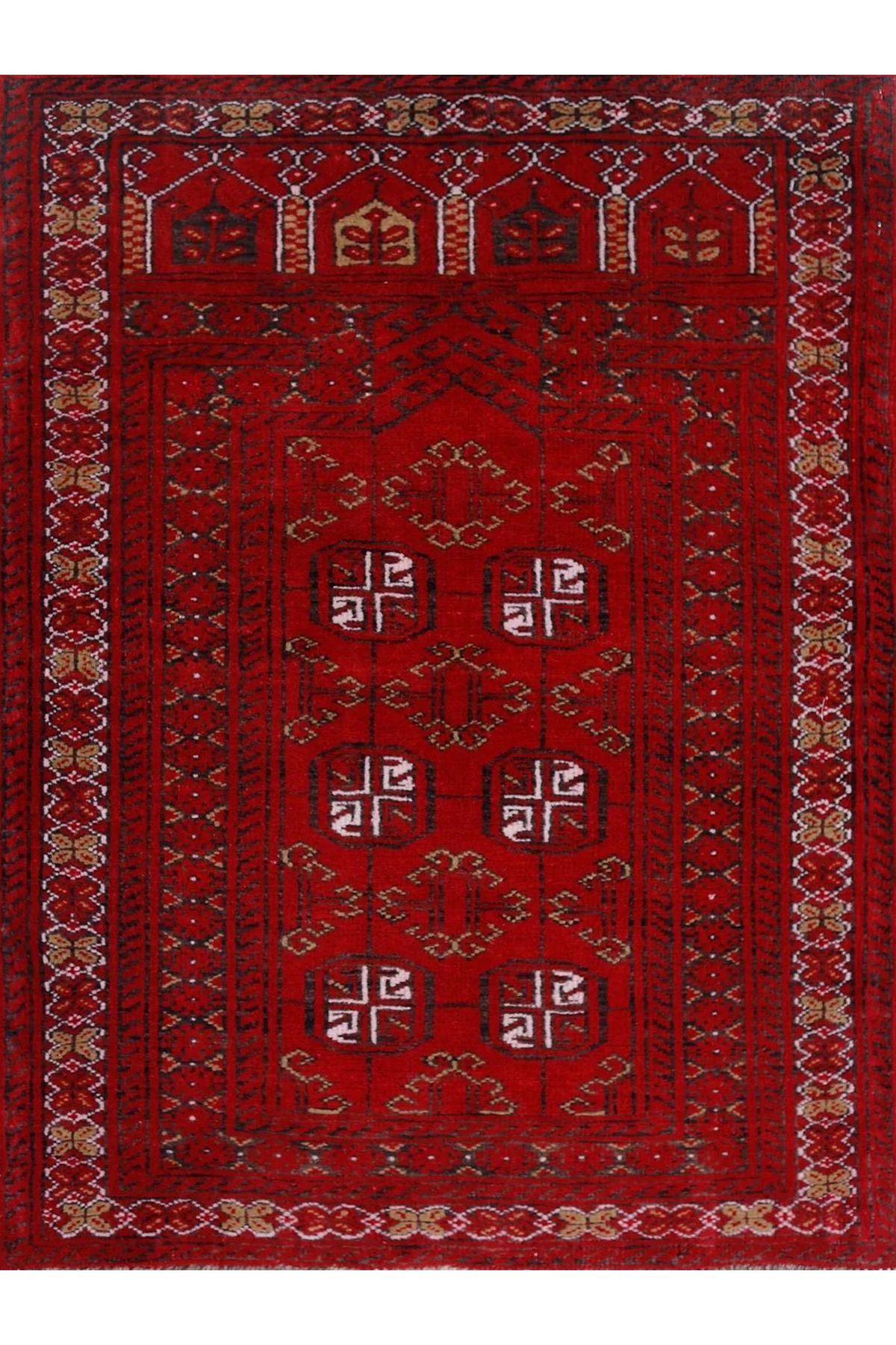 Asena Koleksiyonu Bordo Temalı Etnik Motifler Desenli Vintage Dekoratif Halı 20