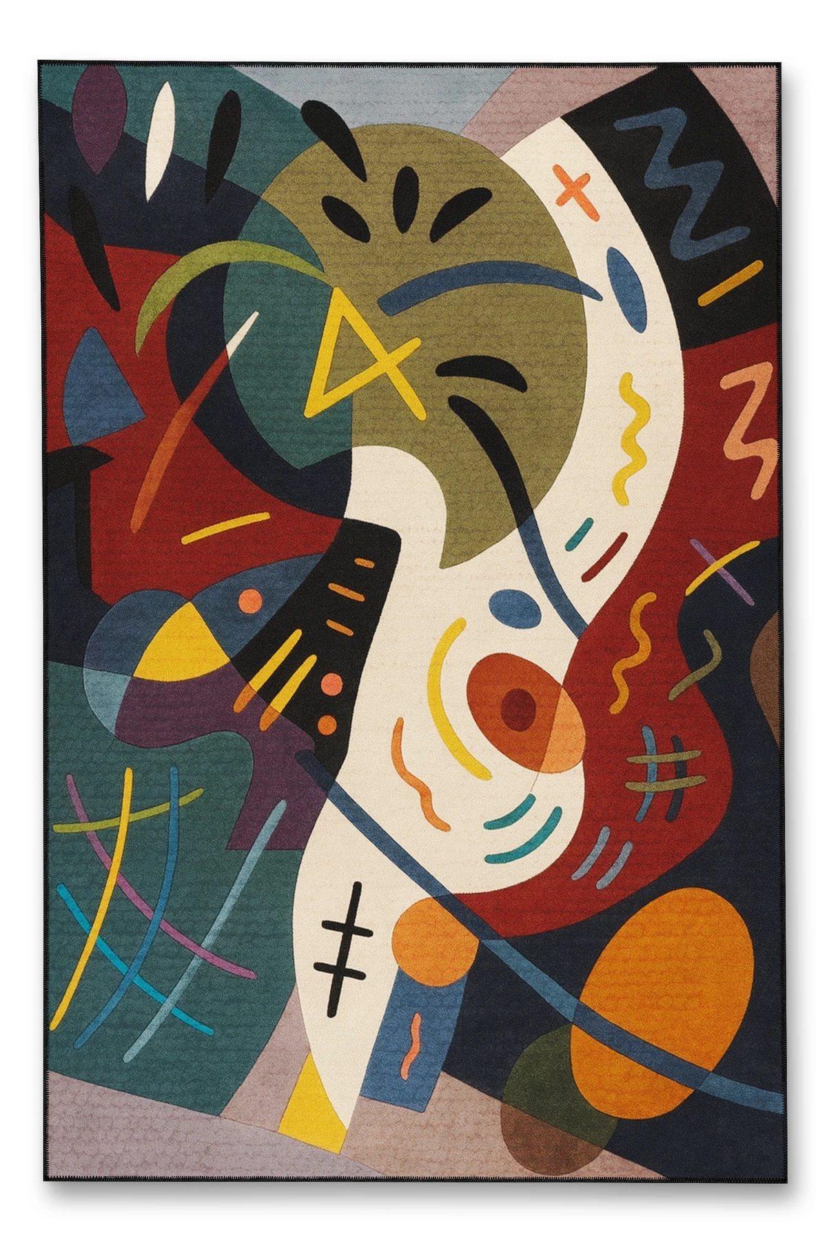 MOSSO Grafiti Motifli Desen Dokuma Taban Vintage Dekoratif Halı mosso905