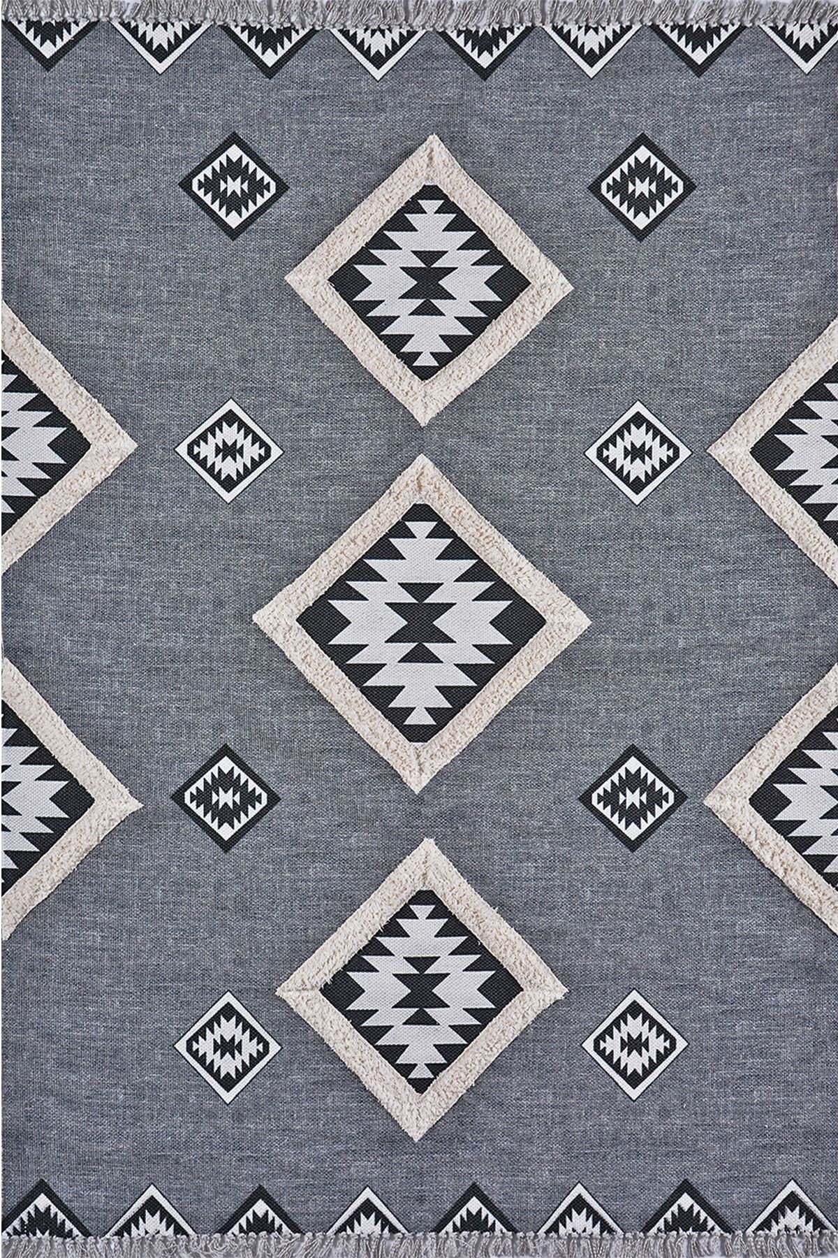 Rustik 4002 Gri Iskandinav Stil Kilim