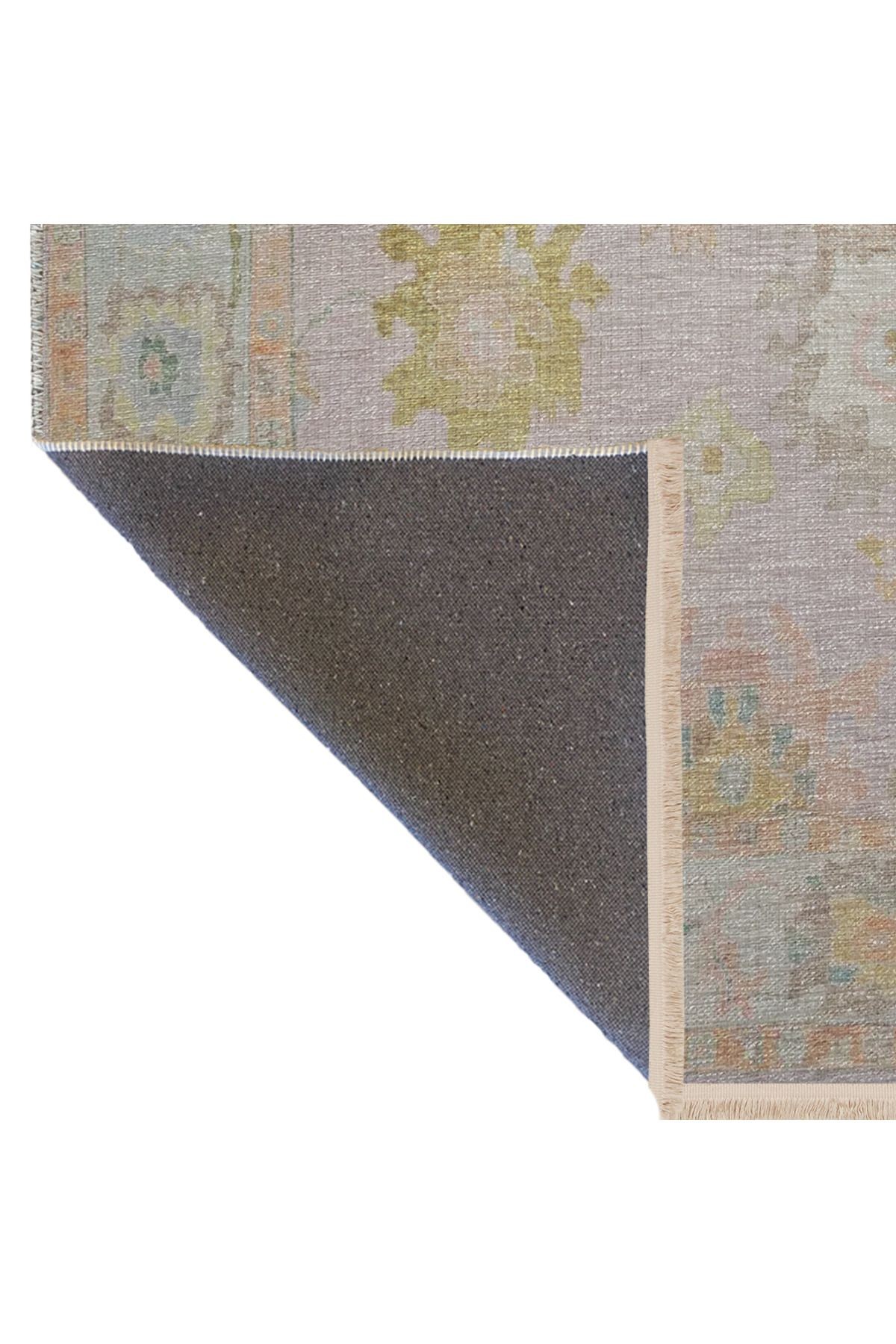 Açık Ton Çok Renkli Motifli Etnik Çiçek Desenli Kreatif Vintage Dekoratif Halı 2758