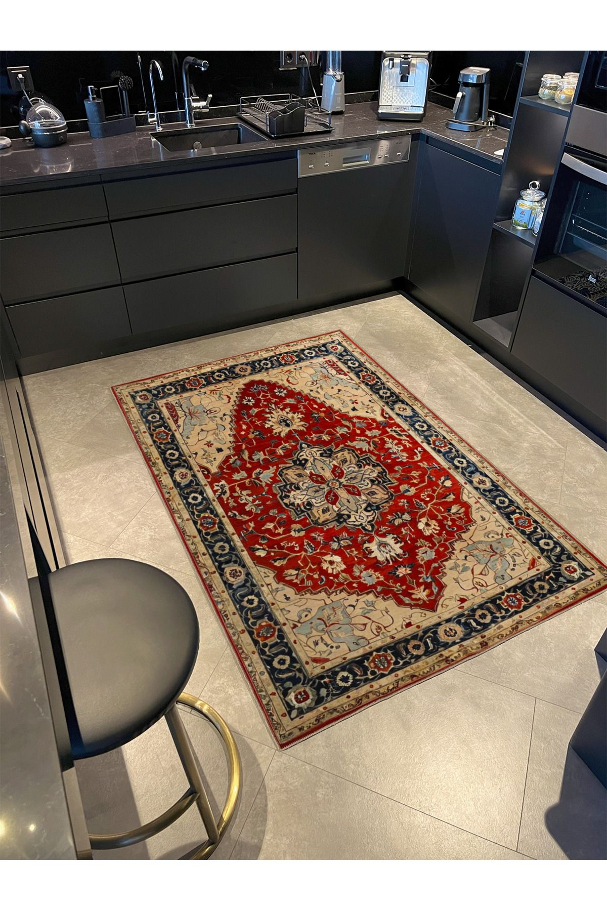 Paris Koleksiyonu Bordo Bej Temalı Geleneksel Motif Etnik Desenli Vintage Dekoratif Halı 77