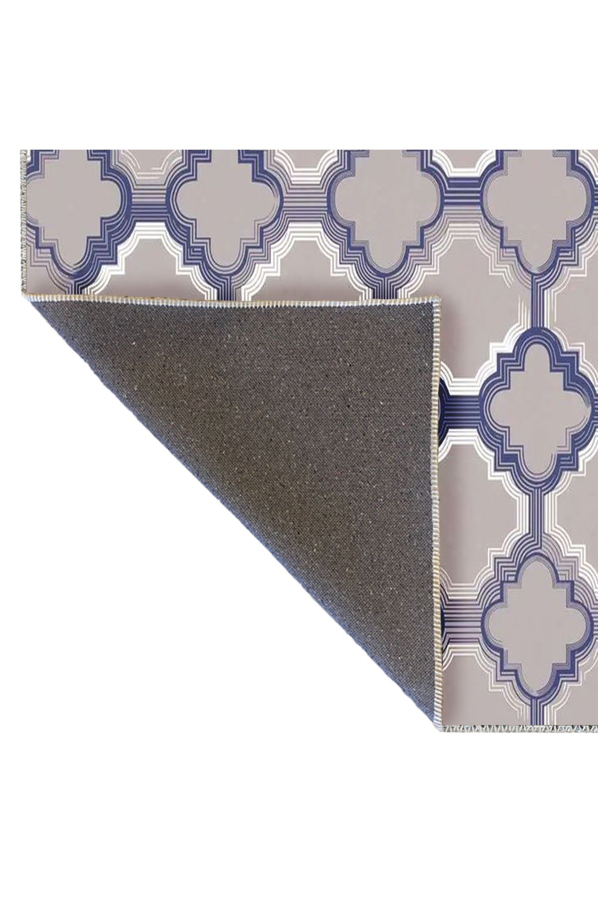 Semih Koleksiyonu Gri Mor Tonlarda Geometrik Şekil Desenli Dokuma Taban Modern Dekoratif Halı 35