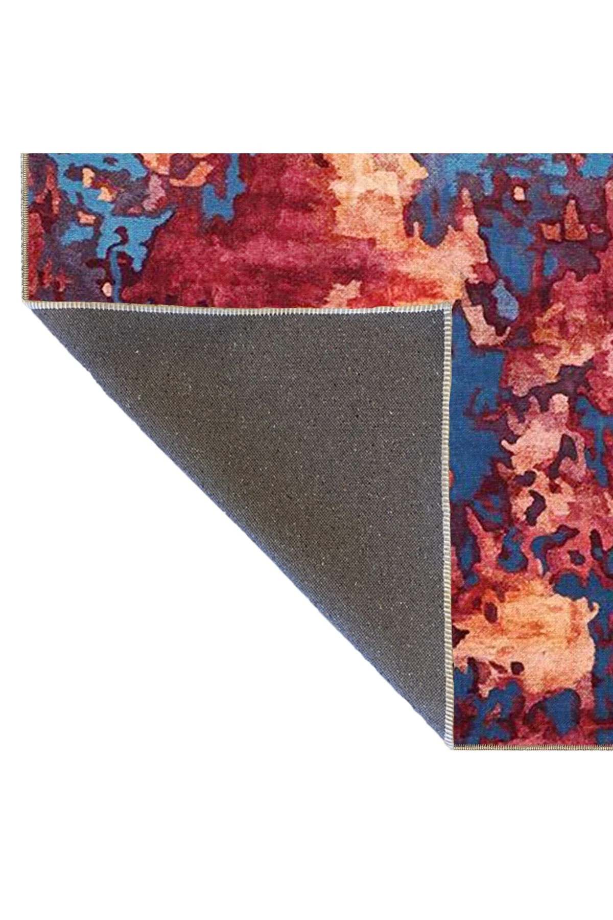 Kırmızı Mavi Temalı Soyut Abstract Desenli Modern Dekoratif Halı 3935