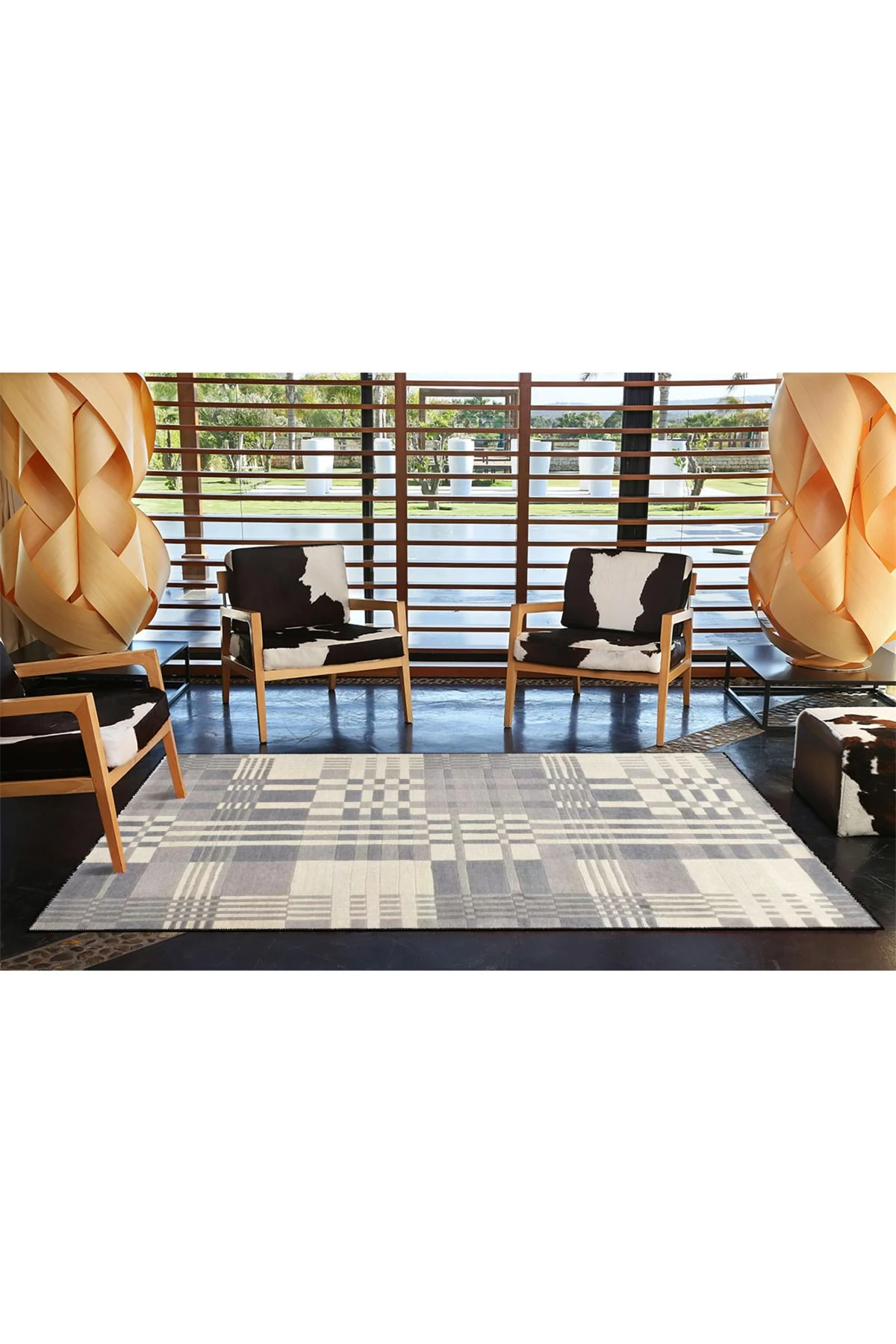 Sarı Krem Renklerdi Modern Dekoratif Halı miravip1008