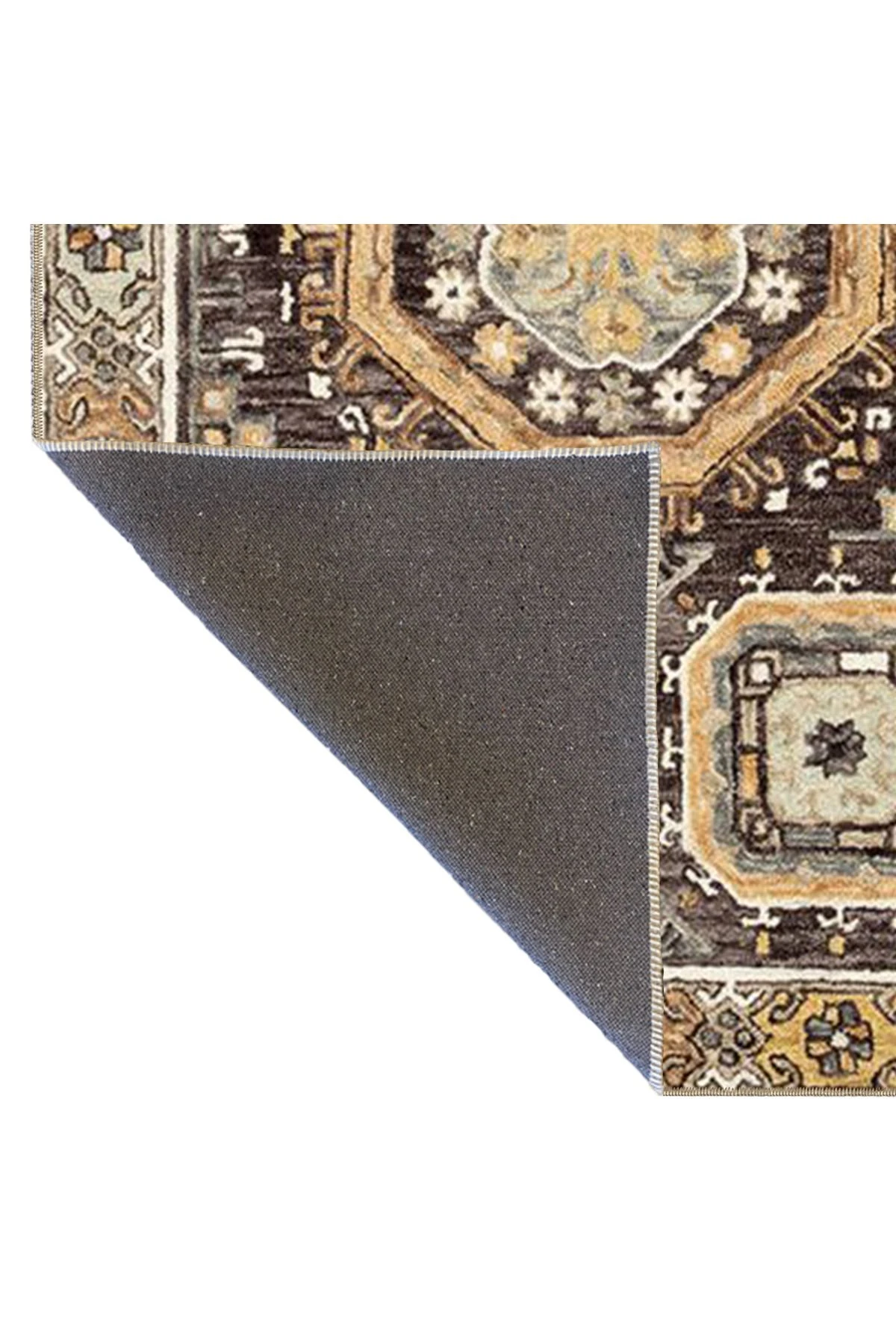 Kahverengi Geometrik Desenli Dokuma Taban Halı 4135