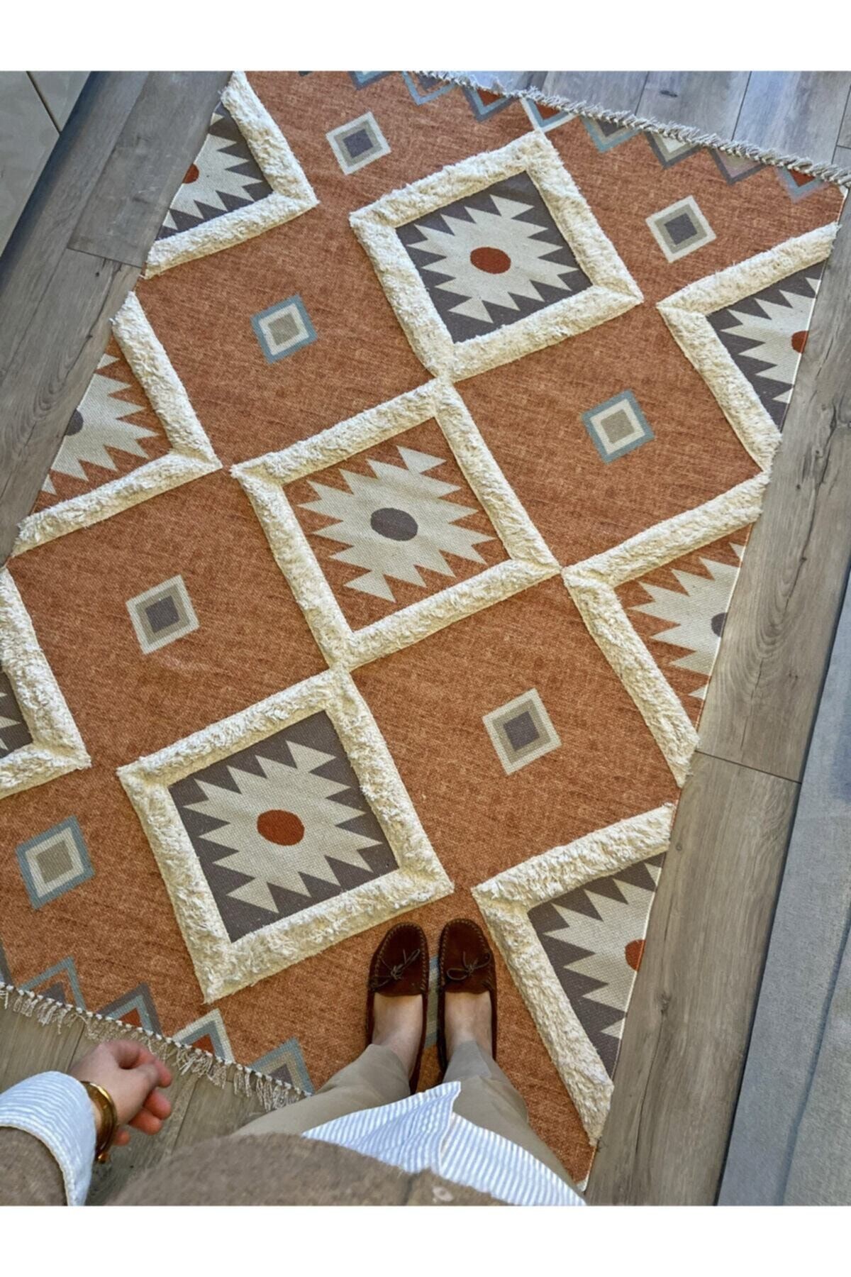 Rustik 4017 Pastel Geometrik Desen Kilim