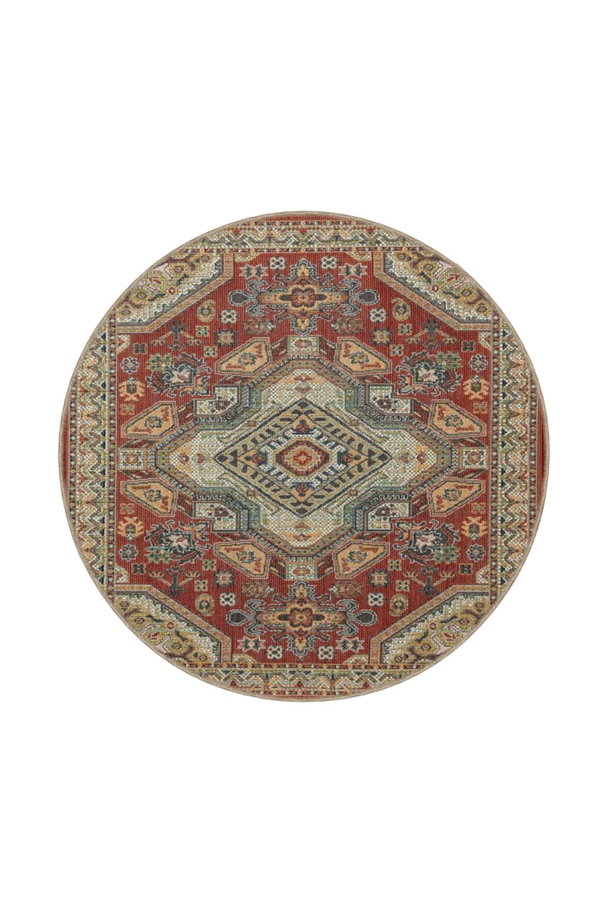 Kırmızı Geometrik Desenli Dokuma Taban Halı ve Yıkanabilir Halı aloha128