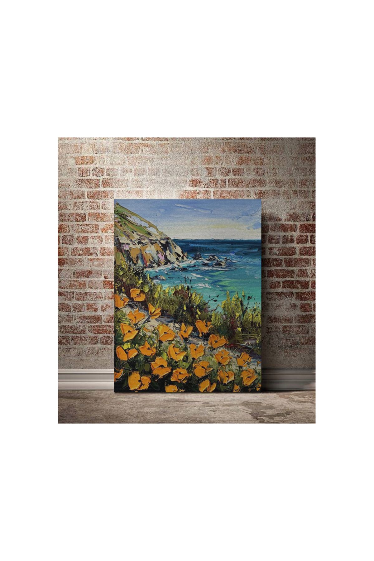 Kanvas Tablo Uçurum Bitki Manzaralı Desenli Modern Tablo