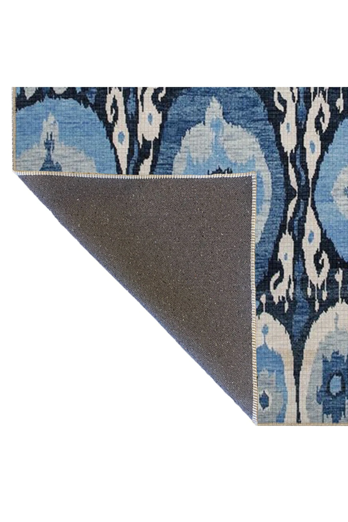 Yuvarlak Temalı Beyaz ve Mavi Baklavalı Dekoratif ve Dokuma Taban Halı 4325