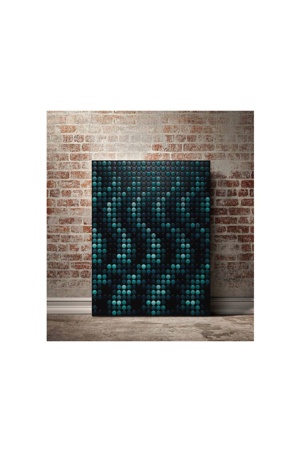 Kanvas Tablo Siyah Tonlarda Piksel Desenli Modern Tablo