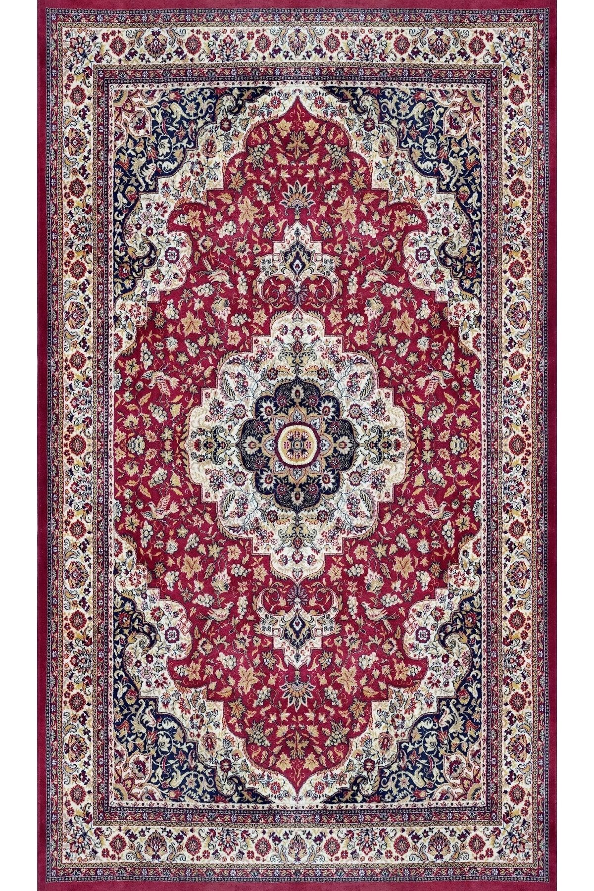 Bordo Çiçekli Geometrik Desenli Seccade 70x120