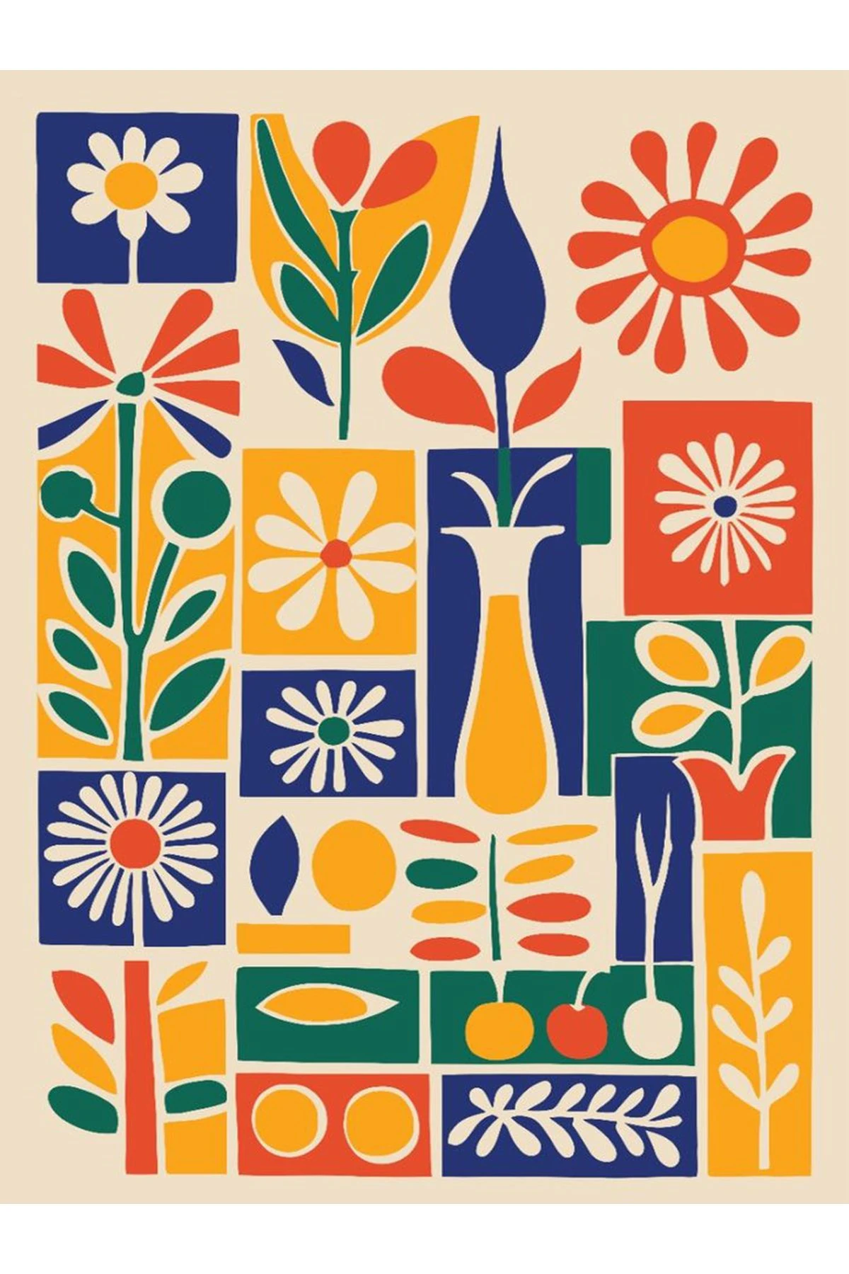 Özge Koleksiyonu Çok Renkli Çiçek Vazo Temalı Dokuma Taban Modern Dekoratif Halı özge13