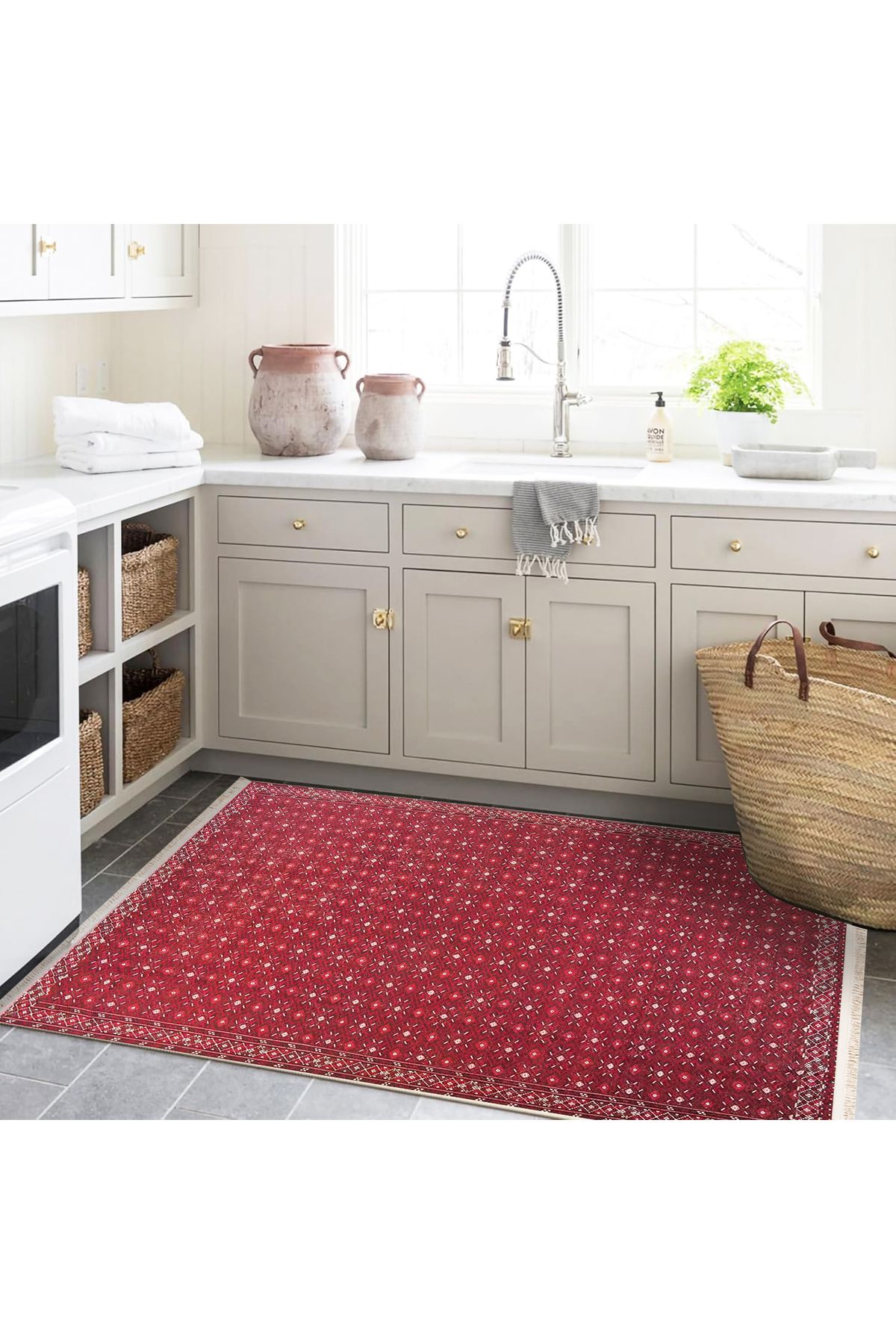 Güney Koleksiyonu Bordo Temalı Etnik Motif Desenli Vintage Dekoratif Halı 33