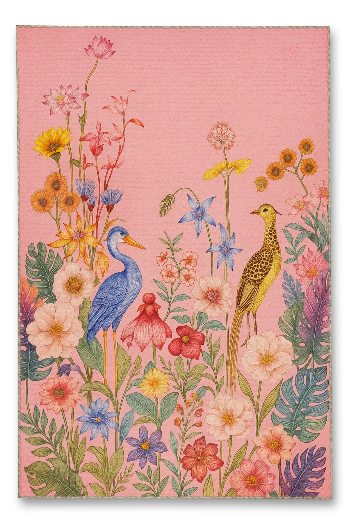 MOSSO Çiçek Motifli Desen Dokuma Taban Vintage Dekoratif Halımosso922